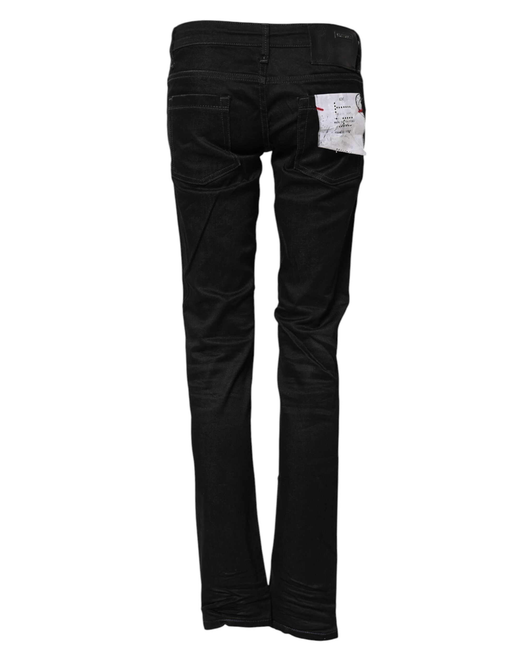 Acht – Schwarze Slim Fit-Jeans aus Baumwolldenim mit niedriger Taille
