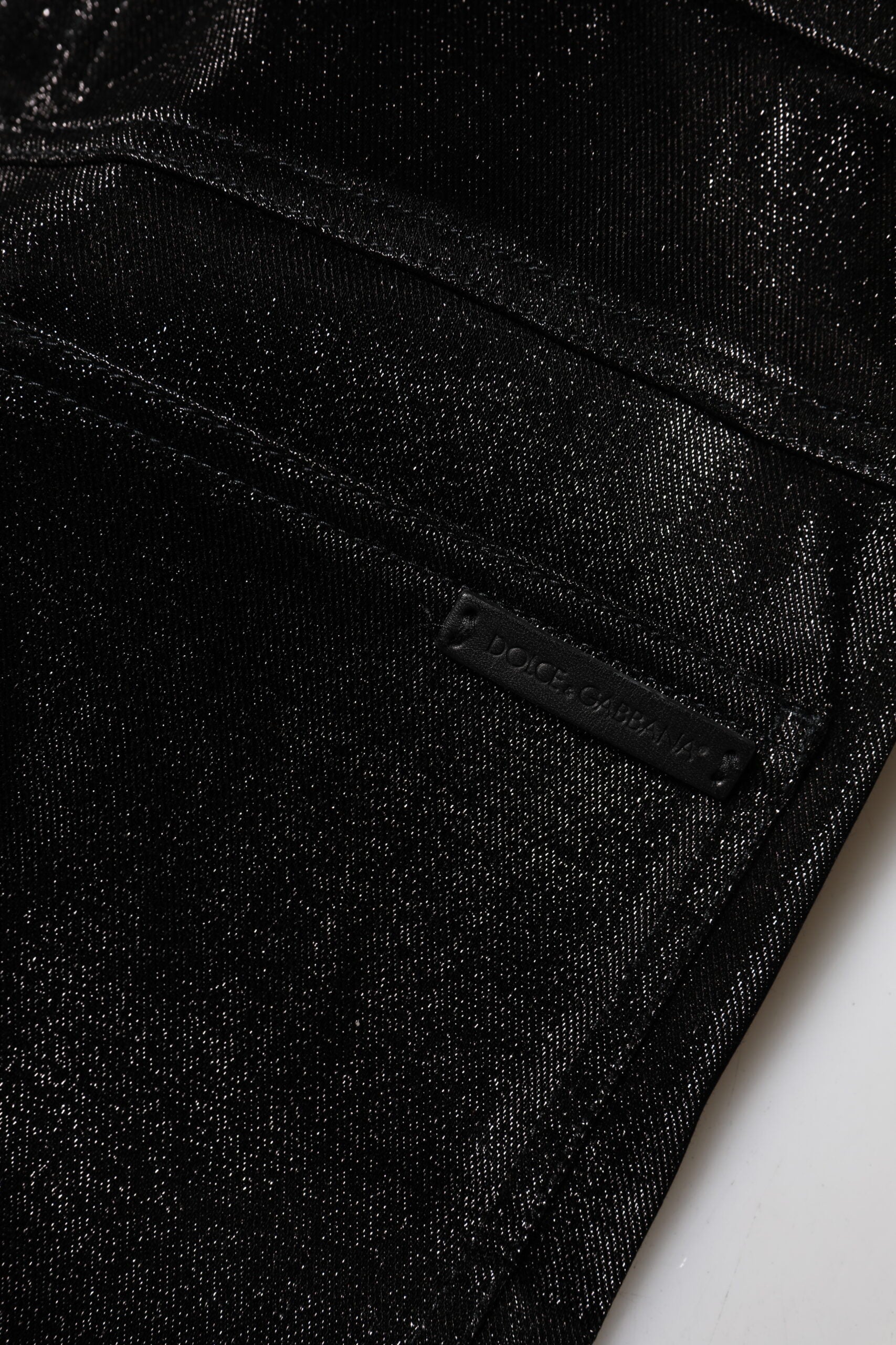 Dolce & Gabbana Black Cotton Stretch Silver Lurex Thread Pants