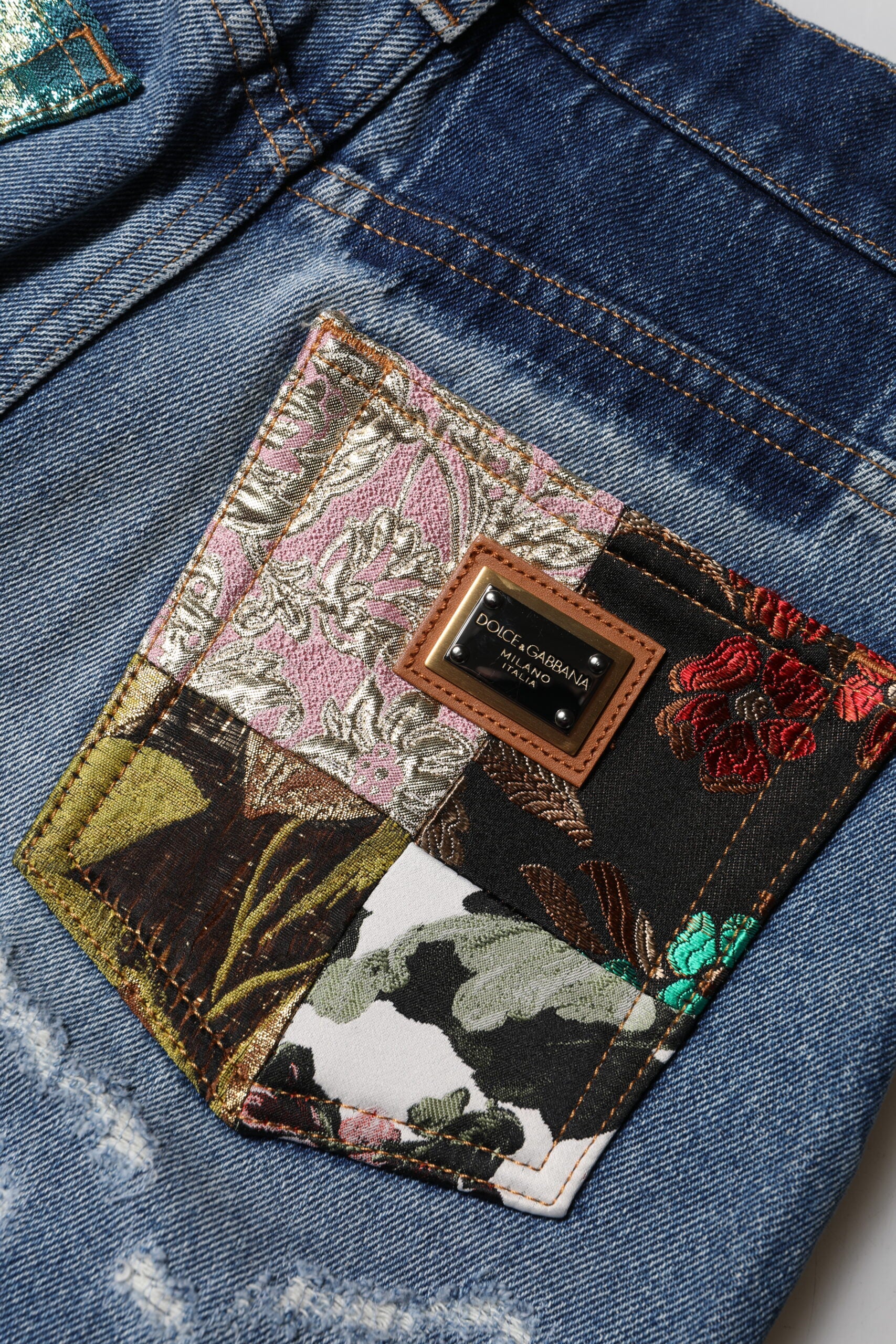 Dolce &amp; Gabbana Blaue zerfetzte Jeans mit hoher Taille für Damen