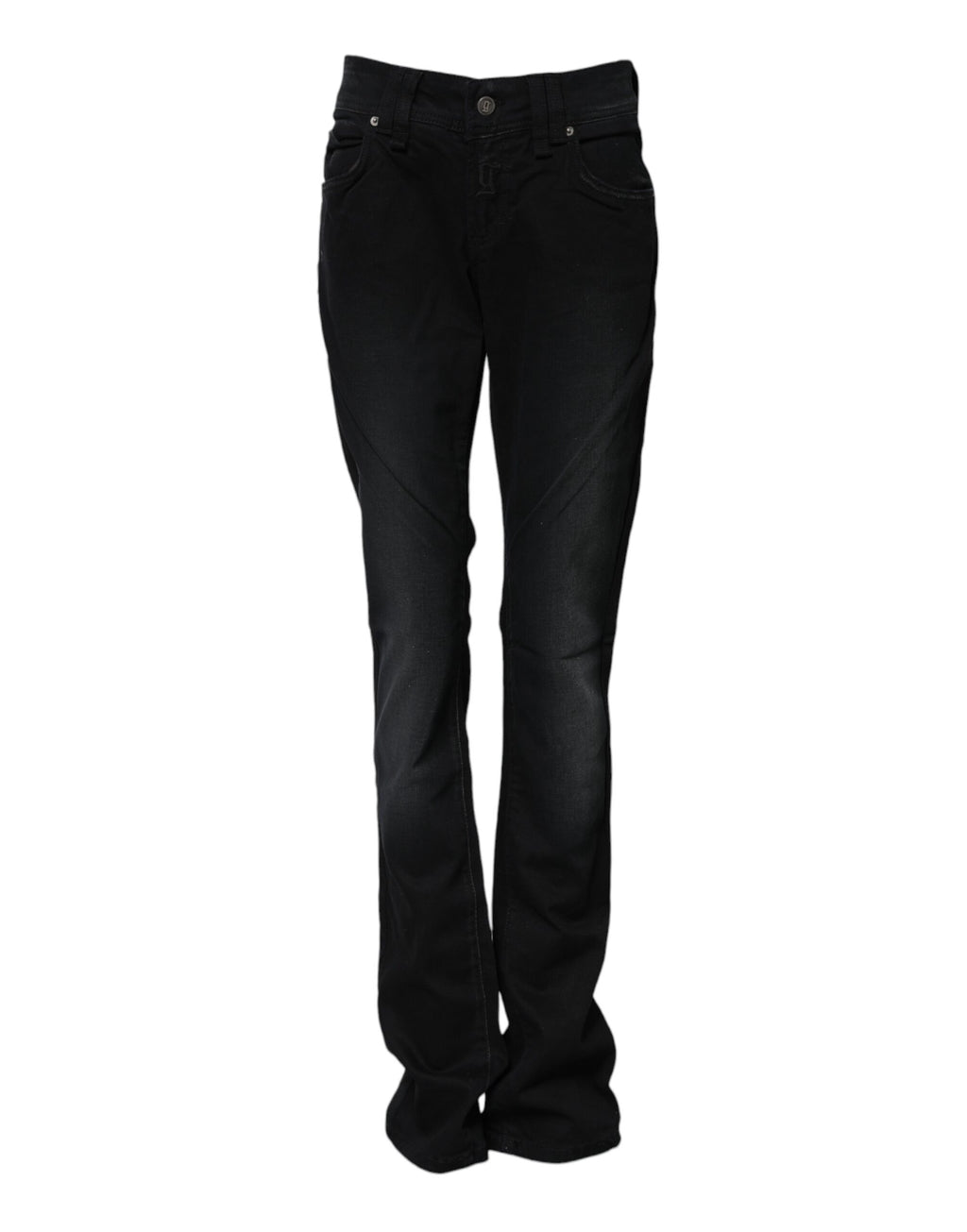 John Galliano – Schwarze, konisch zulaufende Jeans aus Baumwolle mit mittlerer Taille