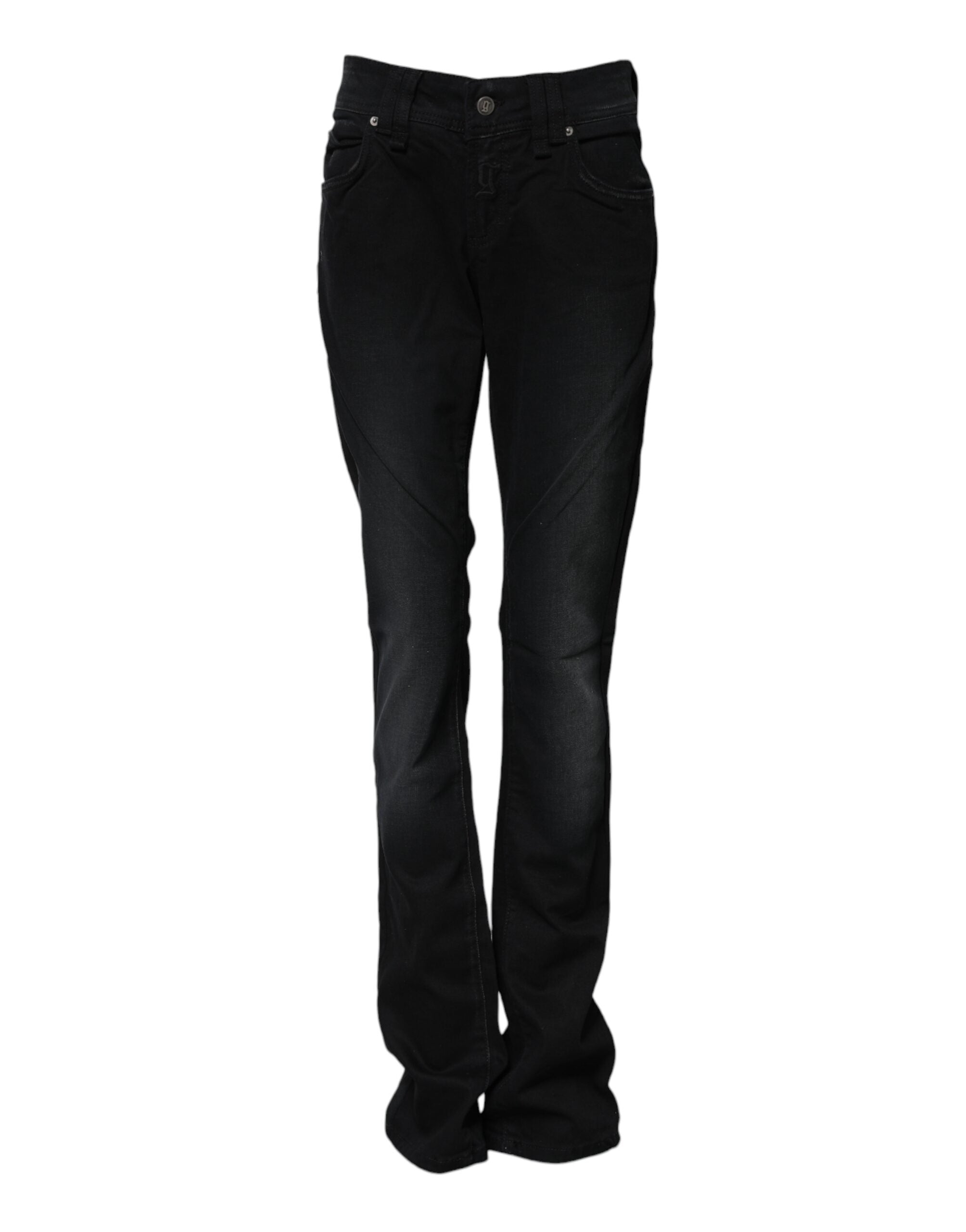 John Galliano – Schwarze, konisch zulaufende Jeans aus Baumwolle mit mittlerer Taille