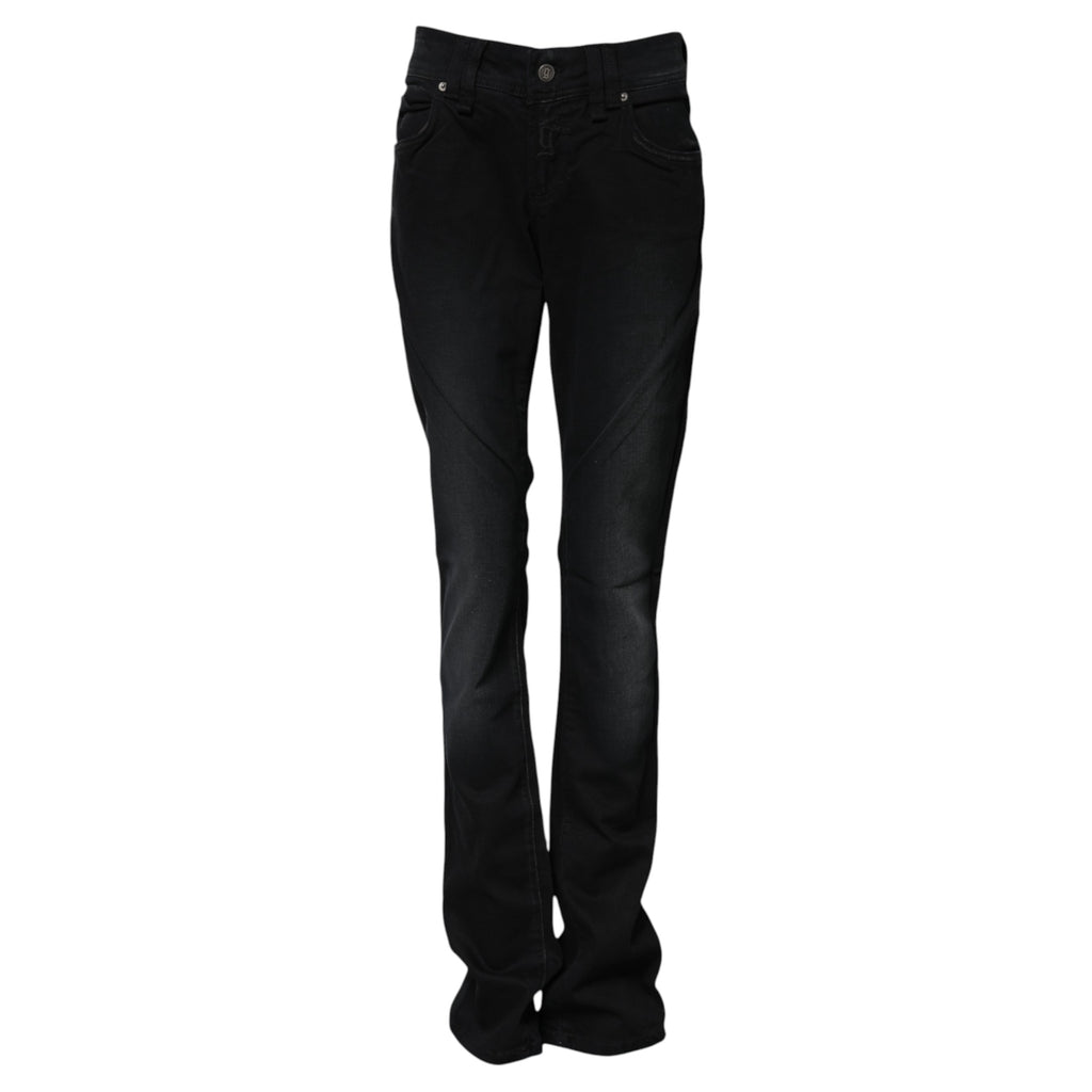 John Galliano – Schwarze, konisch zulaufende Jeans aus Baumwolle mit mittlerer Taille