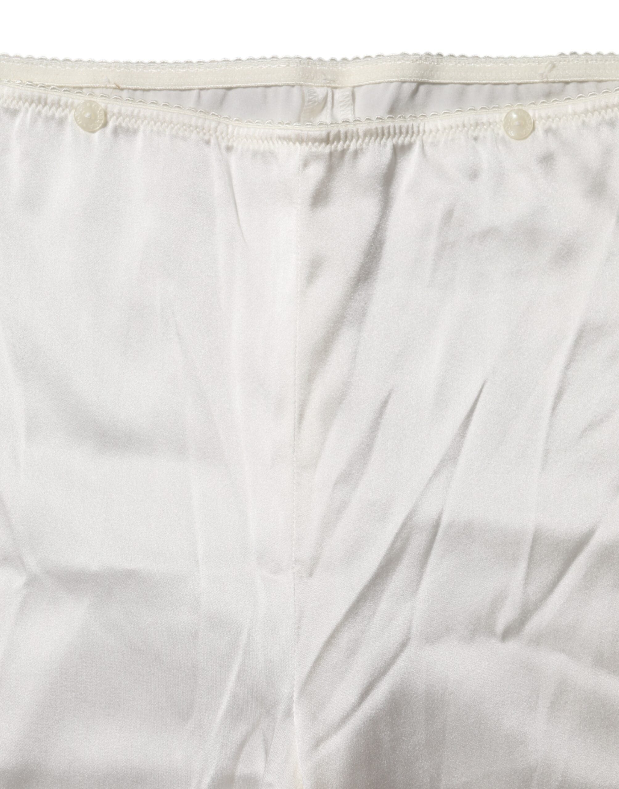 Dolce &amp; Gabbana – Kegelförmige Hose aus elfenbeinfarbener Seide mit hoher Taille