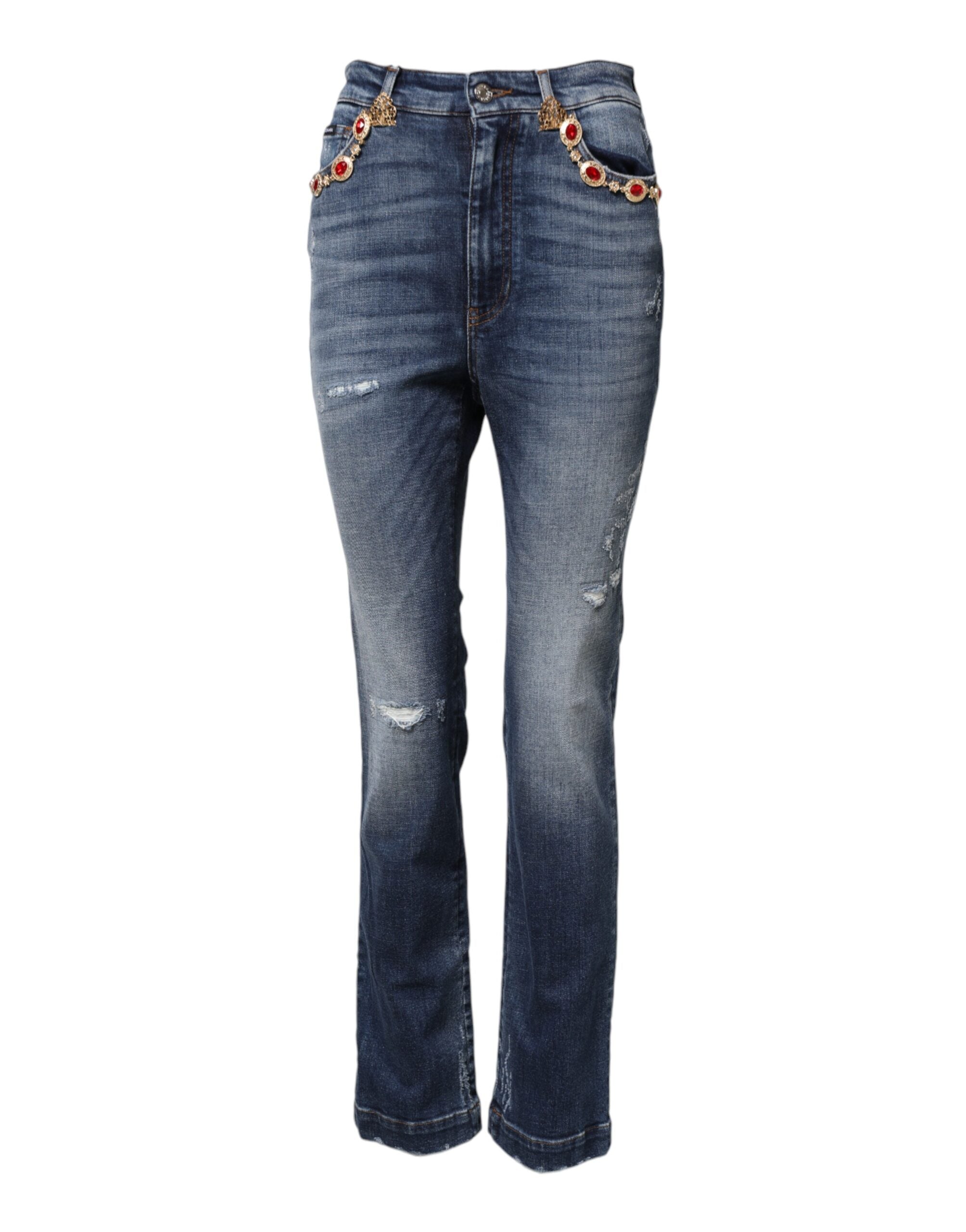 Dolce &amp; Gabbana – Blaue Jeans mit Strassverzierung