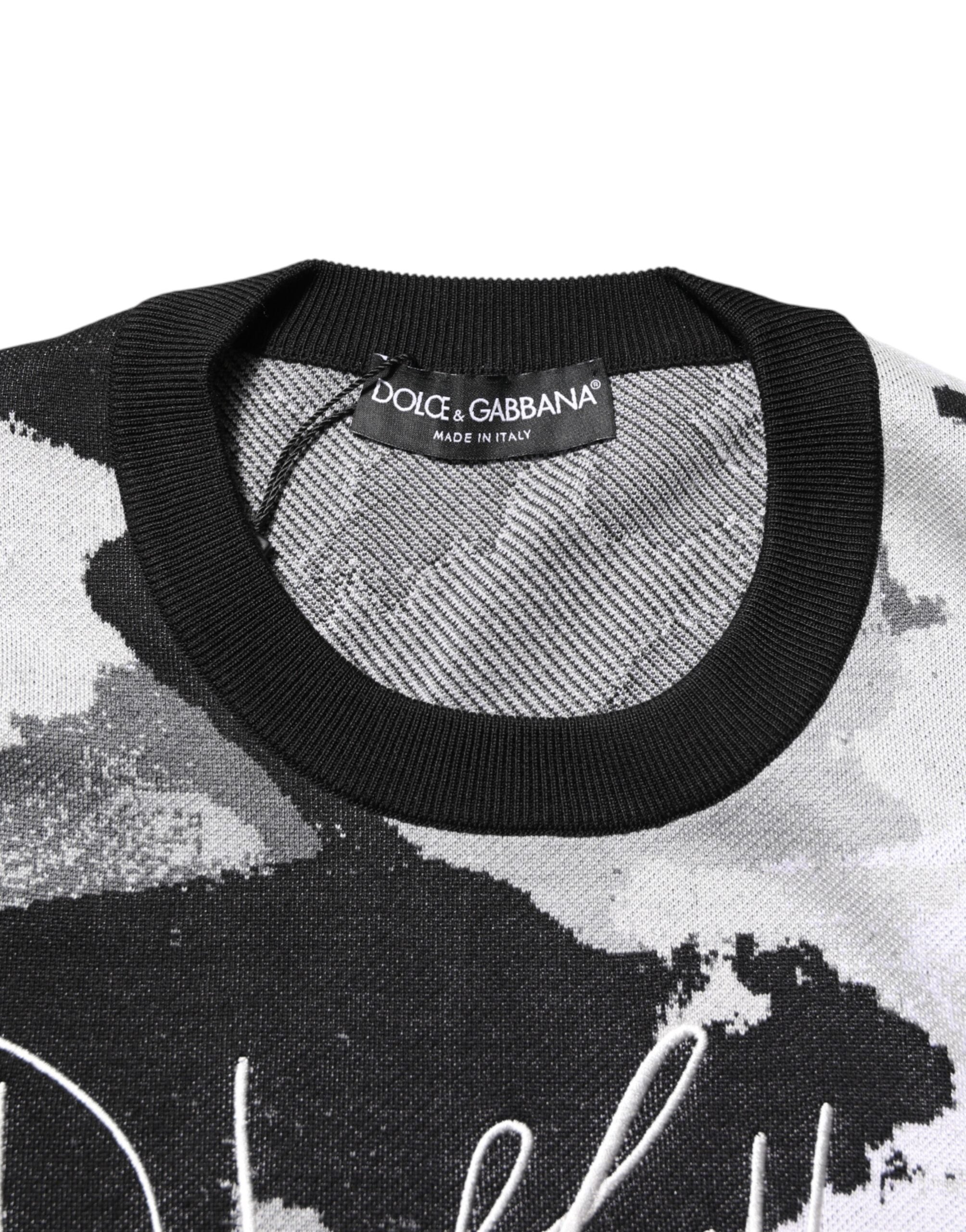 Dolce &amp; Gabbana Mehrfarbiger Seidenpullover mit Camouflage-Muster