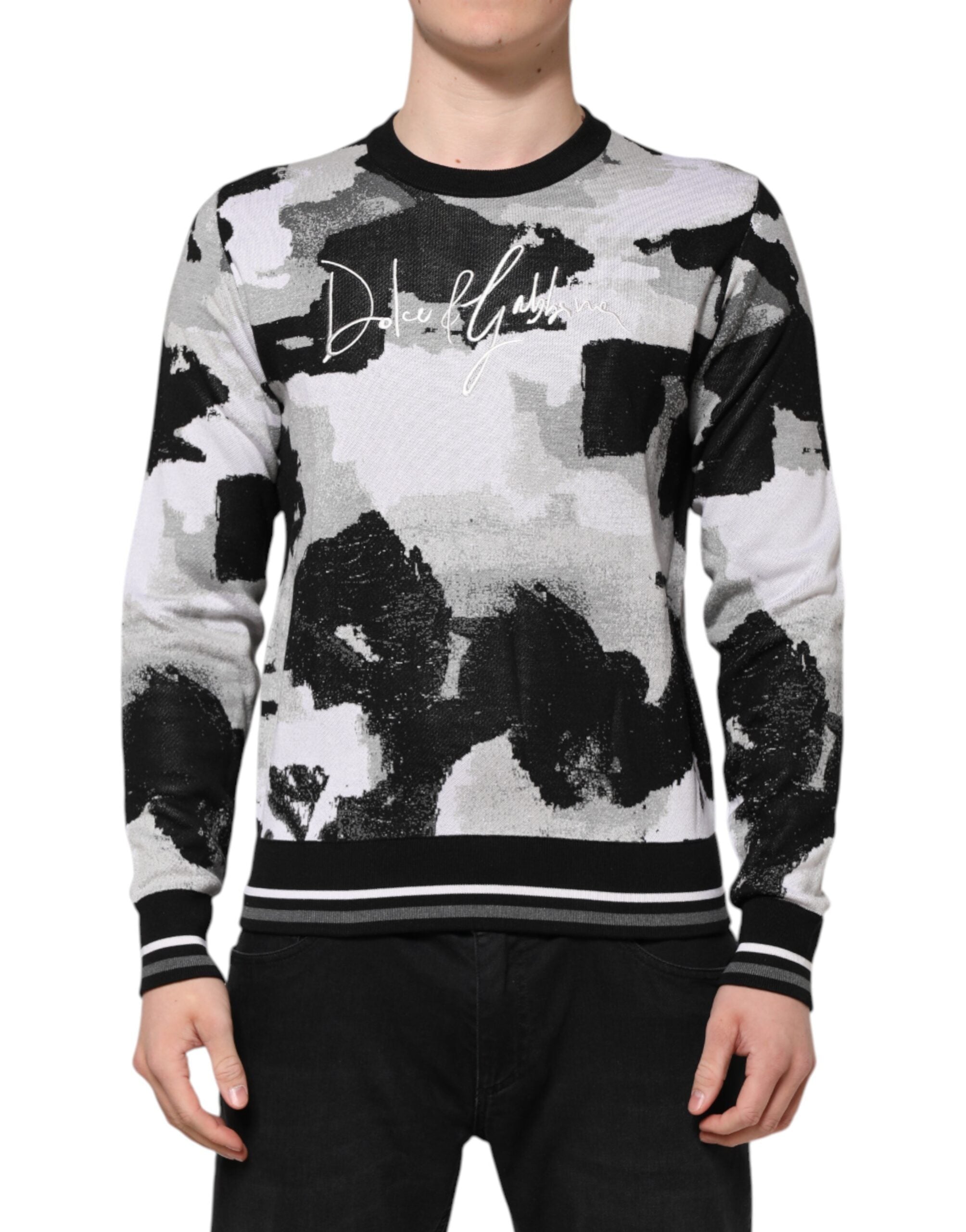 Dolce &amp; Gabbana Mehrfarbiger Seidenpullover mit Camouflage-Muster