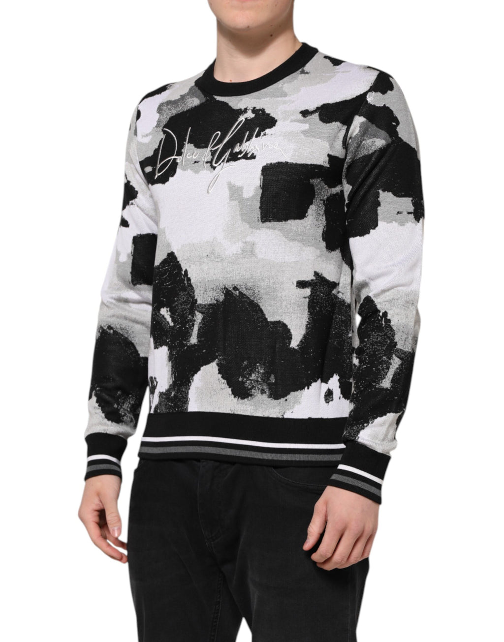 Dolce &amp; Gabbana Mehrfarbiger Seidenpullover mit Camouflage-Muster