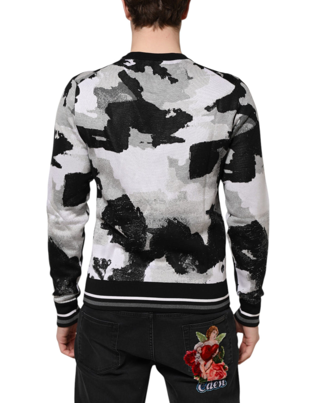 Dolce &amp; Gabbana Mehrfarbiger Seidenpullover mit Camouflage-Muster
