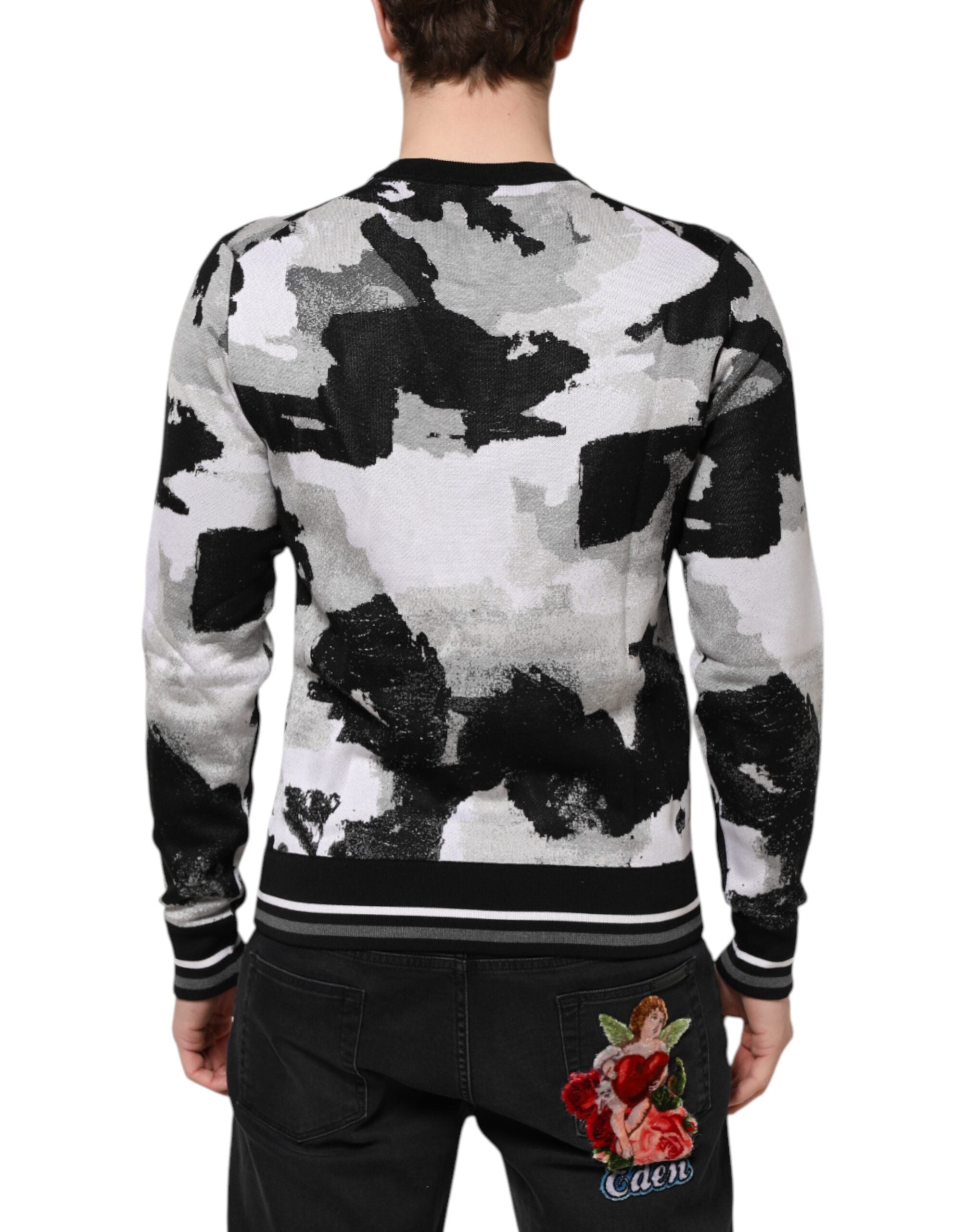 Dolce &amp; Gabbana Mehrfarbiger Seidenpullover mit Camouflage-Muster