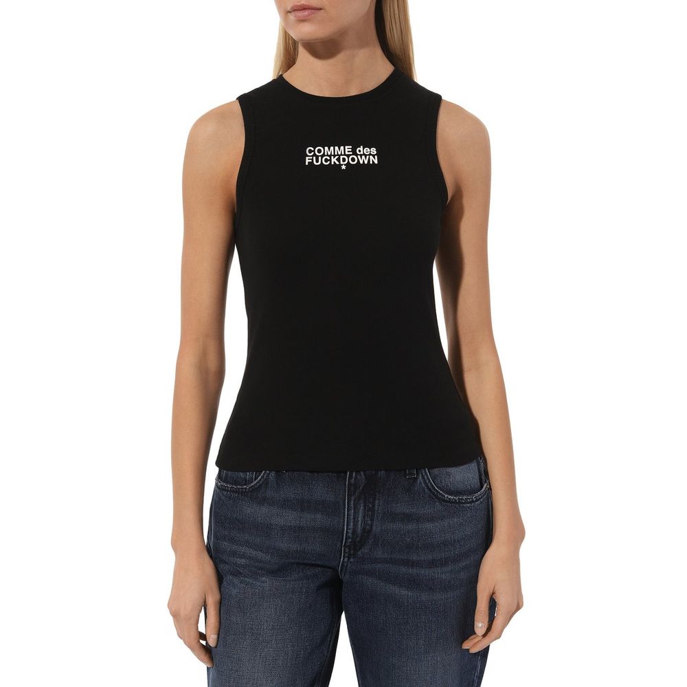 Comme Des Fuckdown Black Cotton Tops & T-Shirt