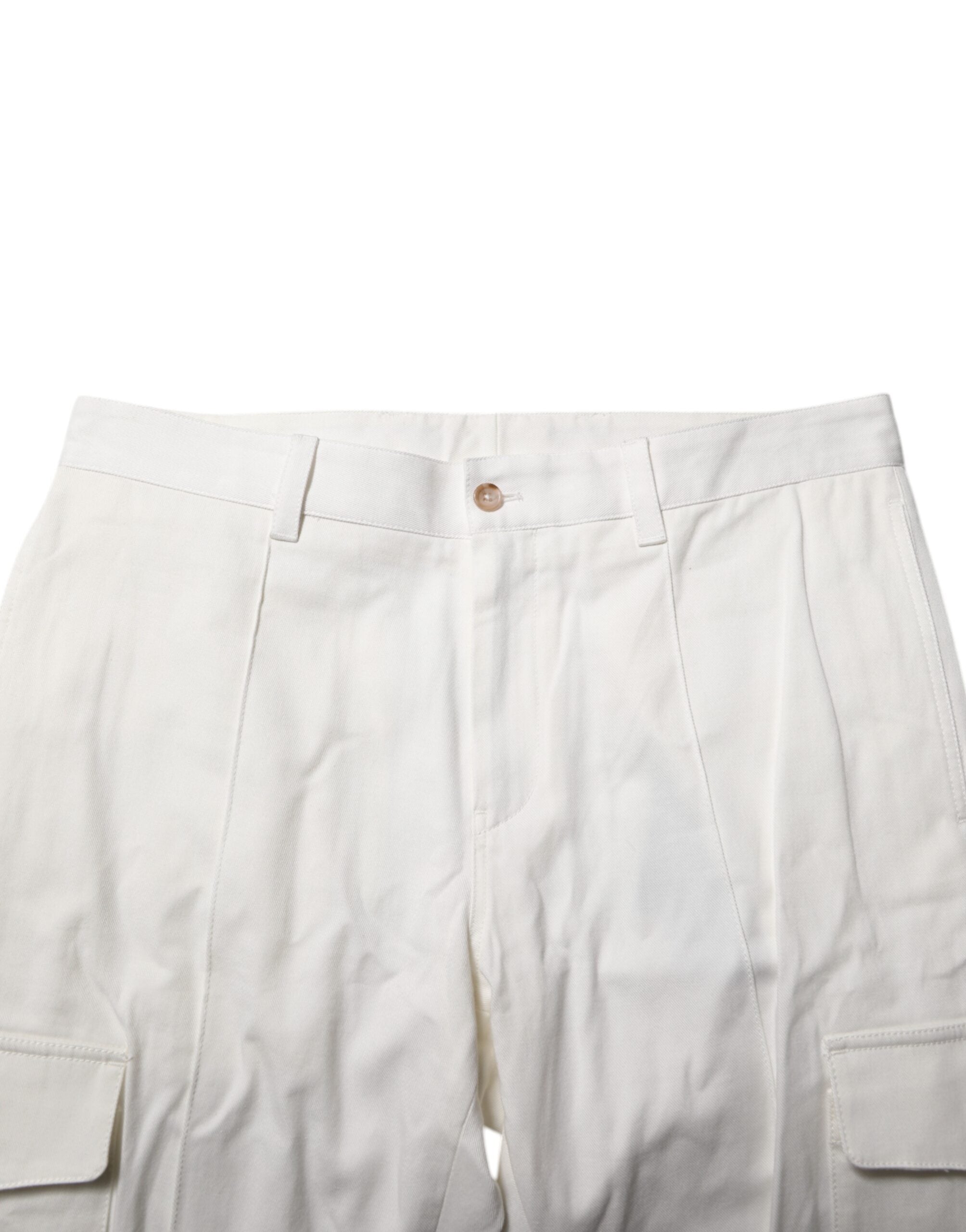 Dolce &amp; Gabbana – Weiße, enge Cargohose aus Baumwolle für Herren