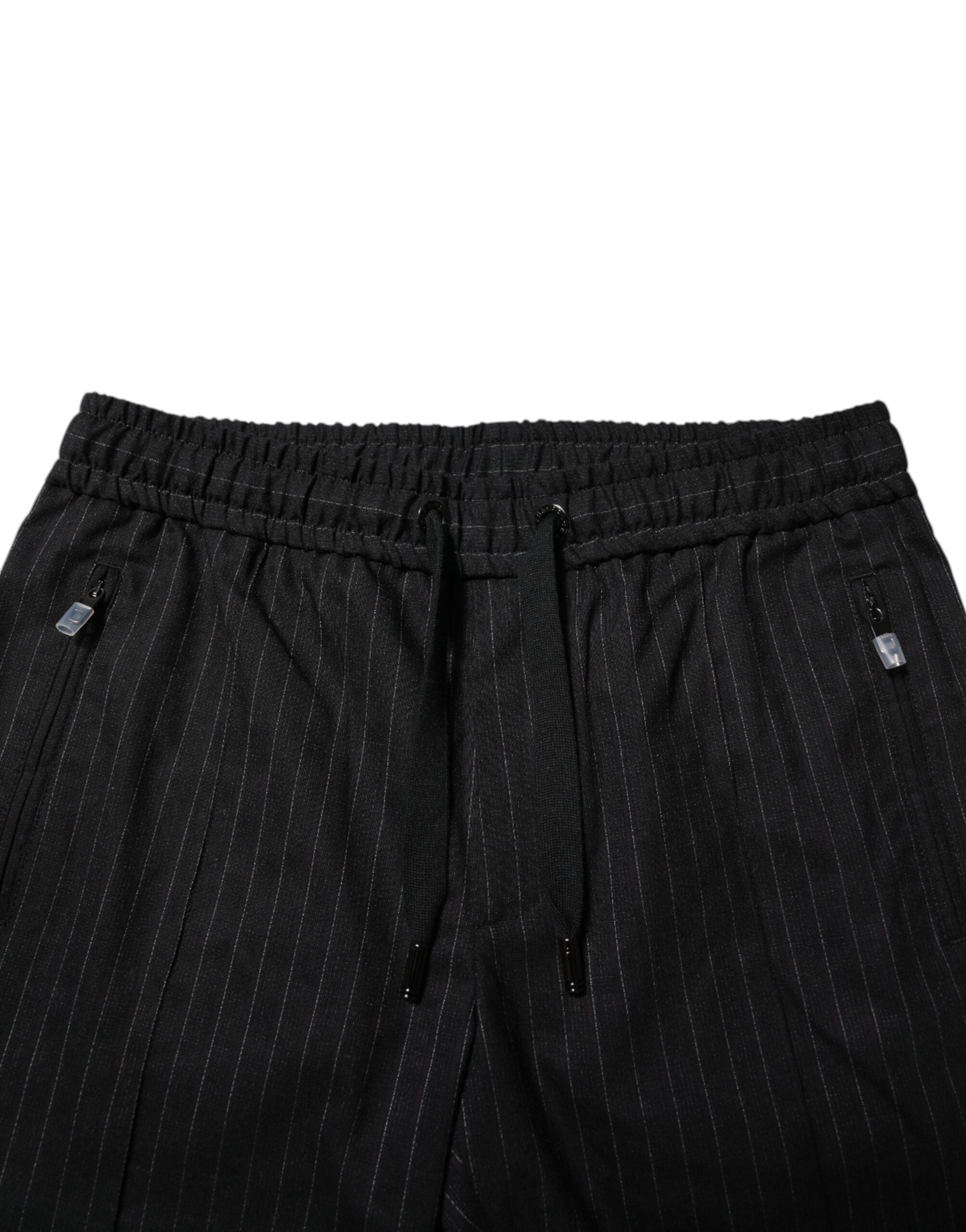 Dolce &amp; Gabbana Schwarze gestreifte Jogginghose aus Wolle für Herren