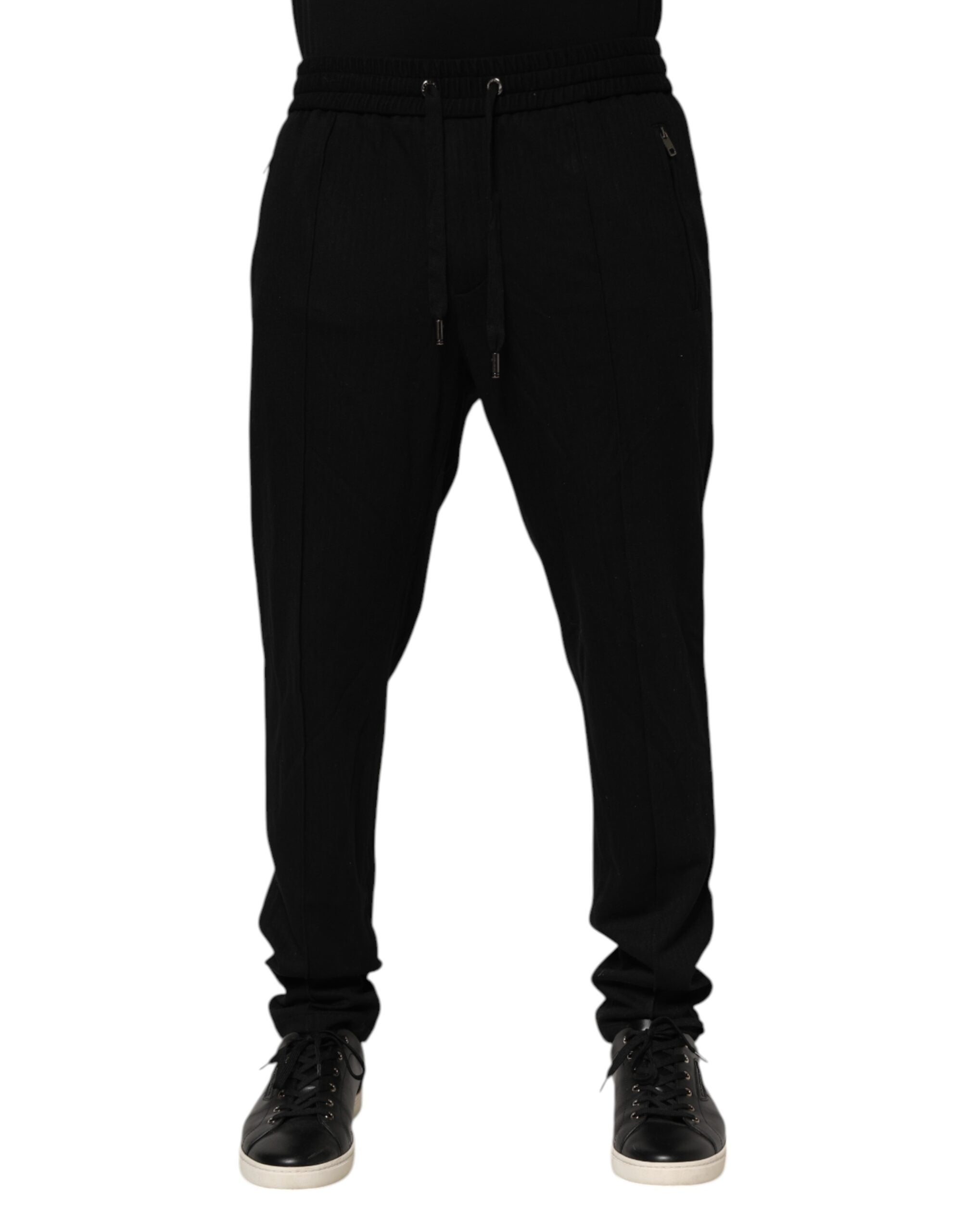 Dolce &amp; Gabbana – Schwarze, enge Jogginghose aus Viskose mit Logo für Herren