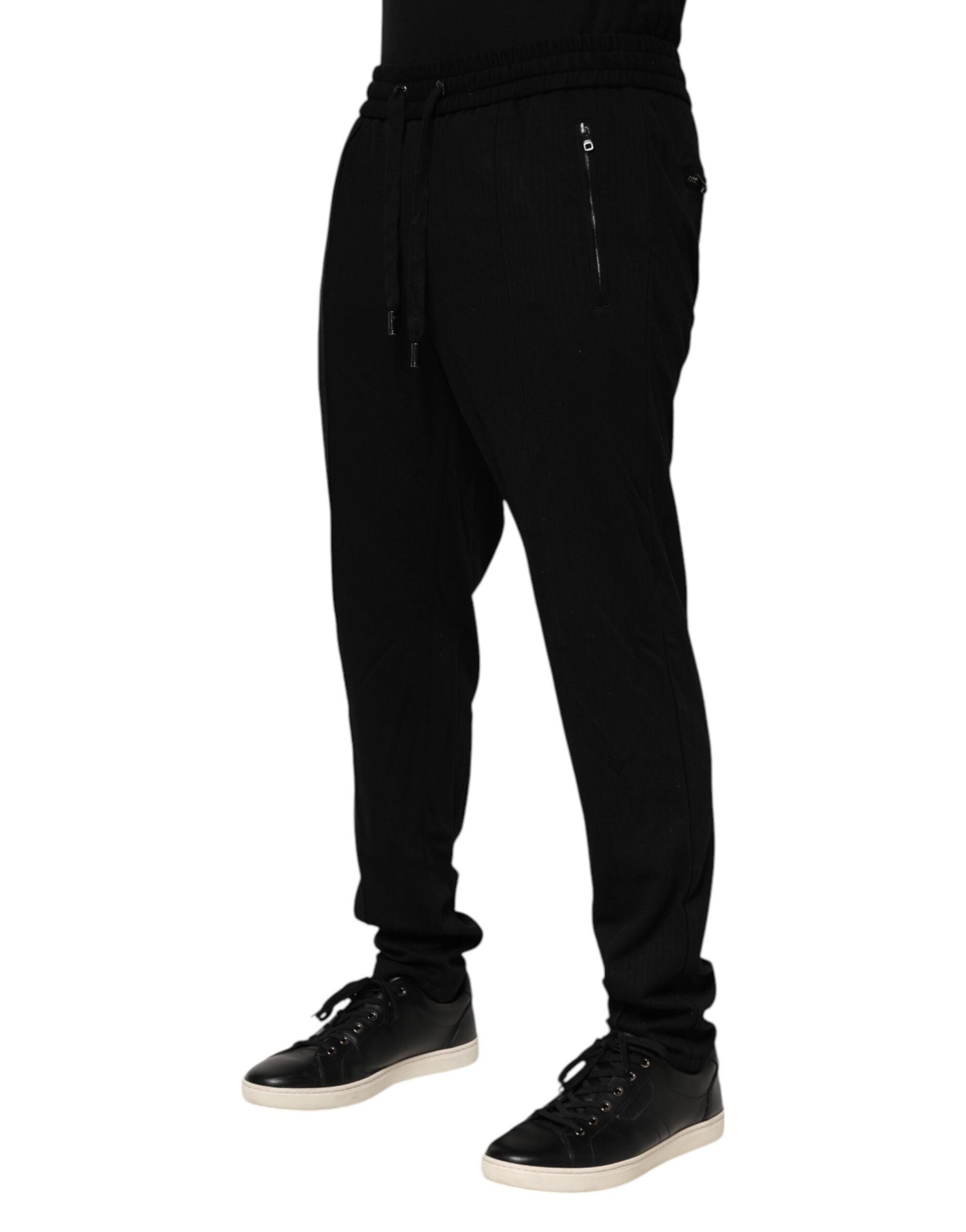 Dolce &amp; Gabbana – Schwarze, enge Jogginghose aus Viskose mit Logo für Herren