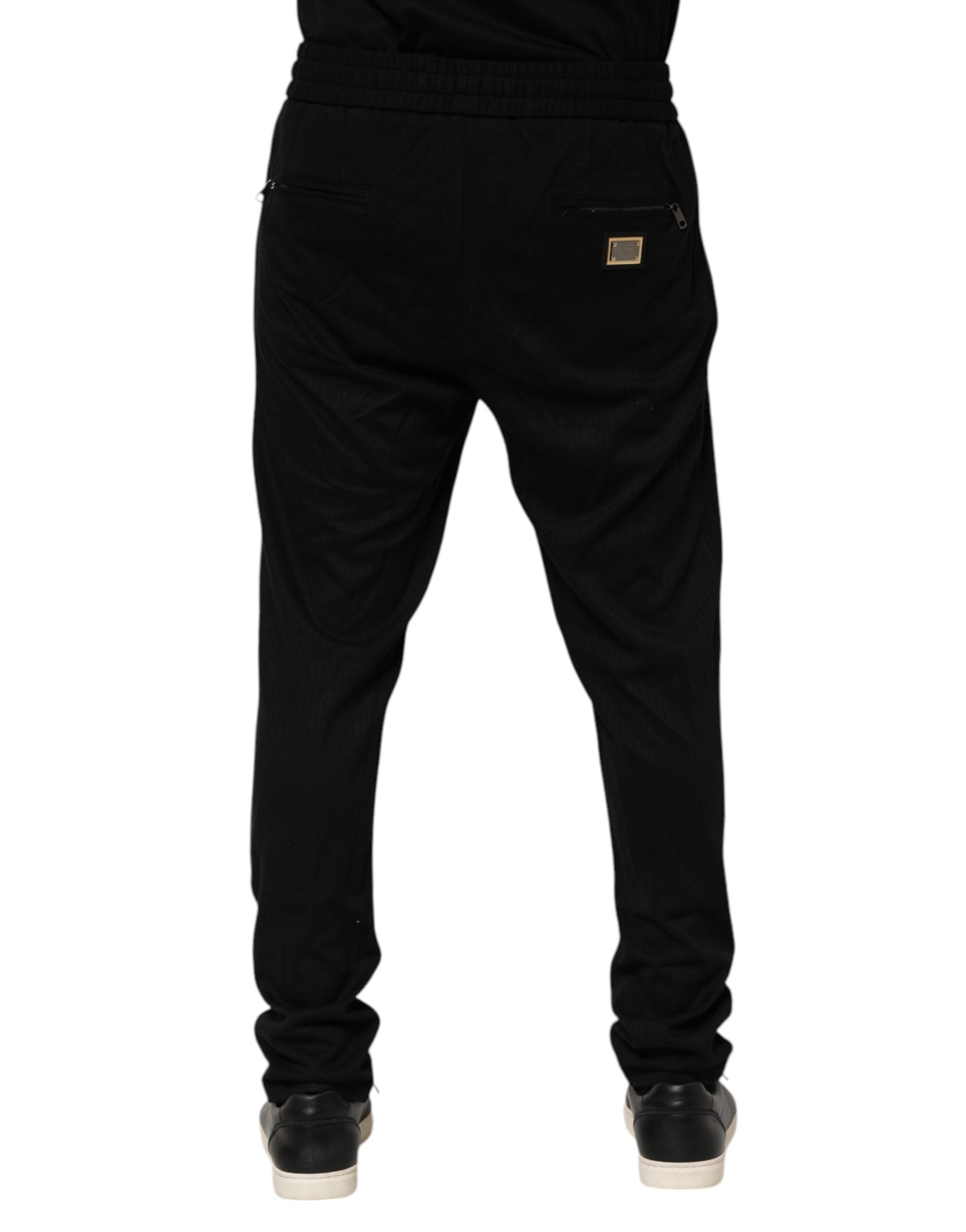Dolce &amp; Gabbana – Schwarze, enge Jogginghose aus Viskose mit Logo für Herren