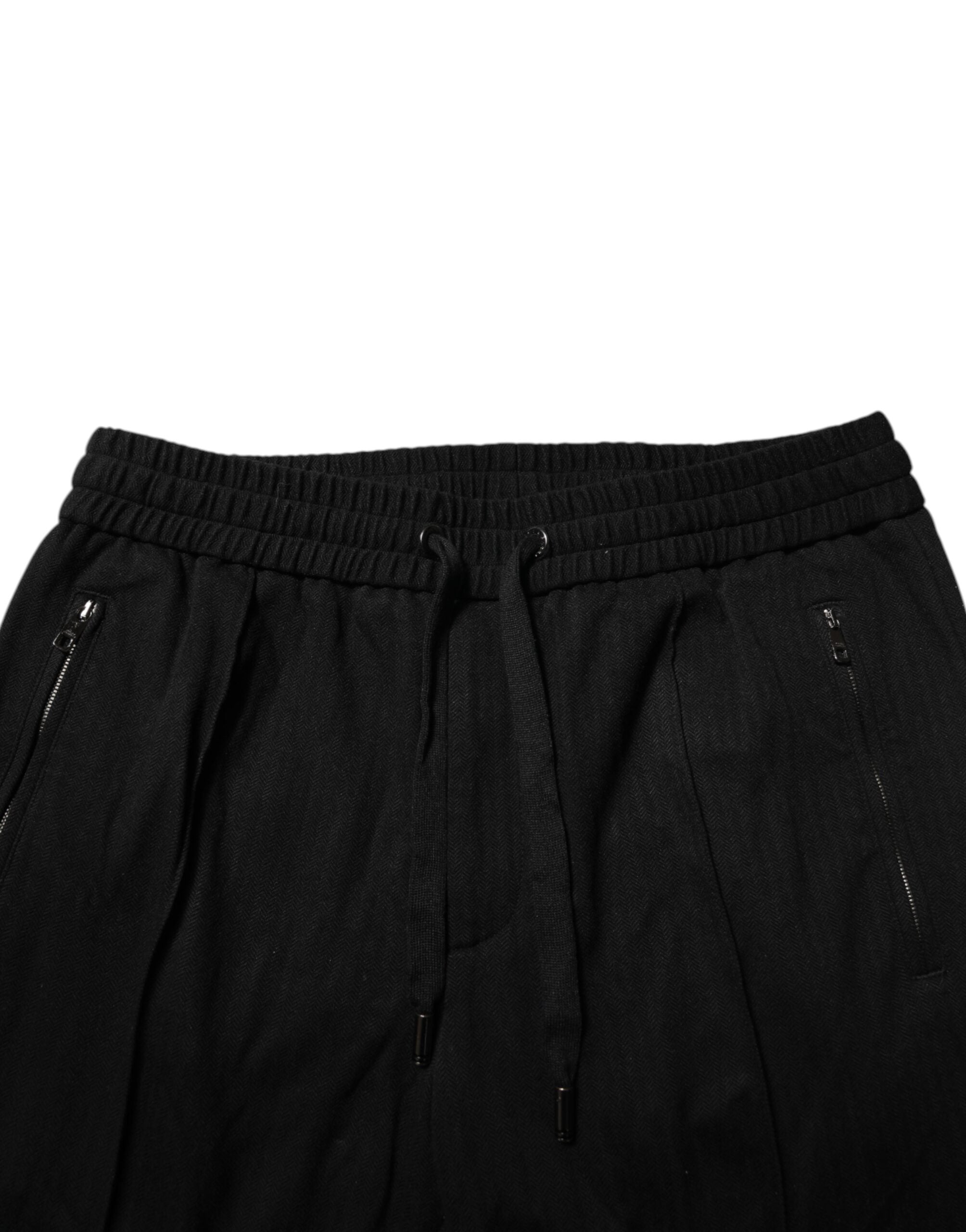 Dolce &amp; Gabbana – Schwarze, enge Jogginghose aus Viskose mit Logo für Herren