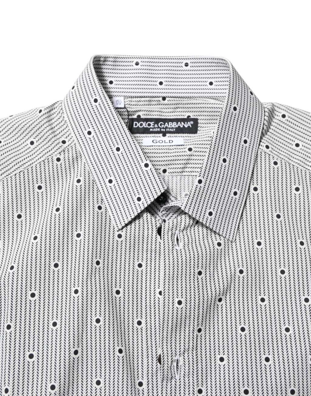 Dolce &amp; Gabbana Grau gepunktetes, halb tailliertes GOLD Herren-Formalhemd