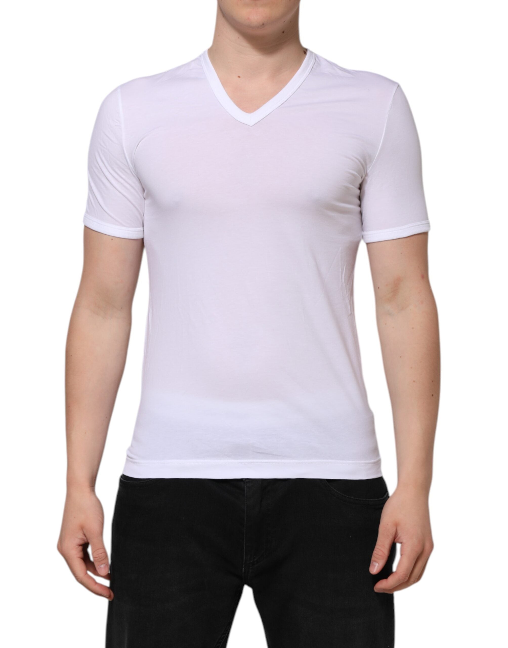 Dolce &amp; Gabbana – Weißes Unterwäsche-T-Shirt mit kurzen Ärmeln und V-Ausschnitt