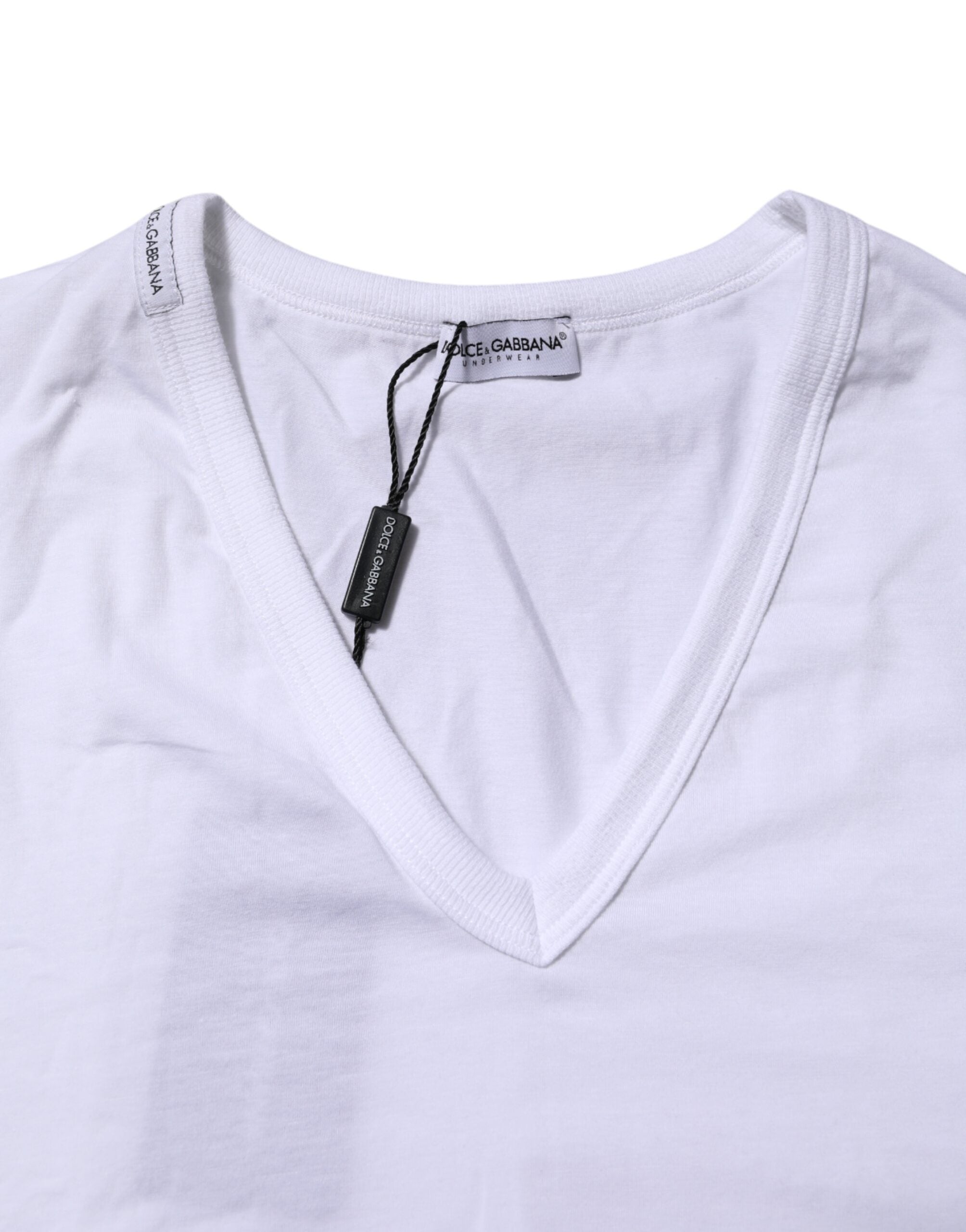 Dolce &amp; Gabbana – Weißes Unterwäsche-T-Shirt mit kurzen Ärmeln und V-Ausschnitt