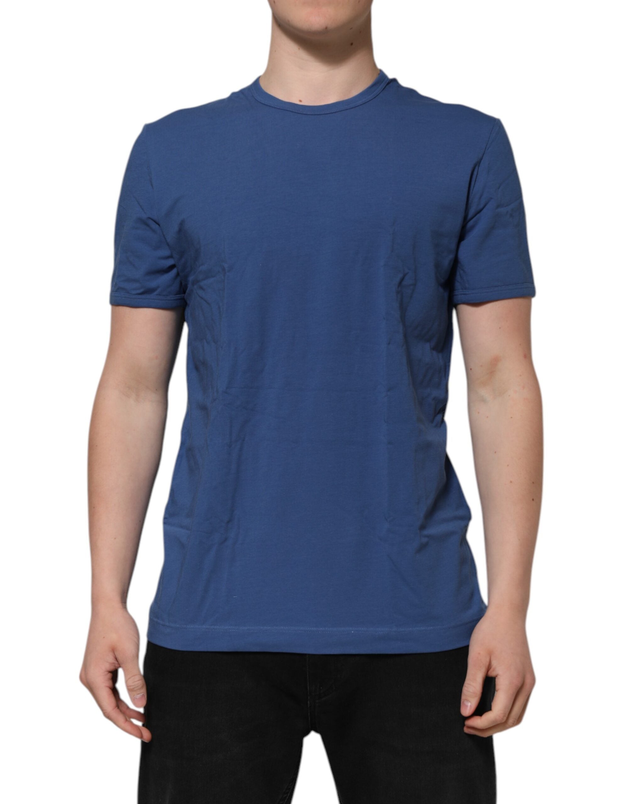 Dolce &amp; Gabbana Blaues Herren-Unterwäsche-T-Shirt mit Rundhalsausschnitt aus Baumwolle