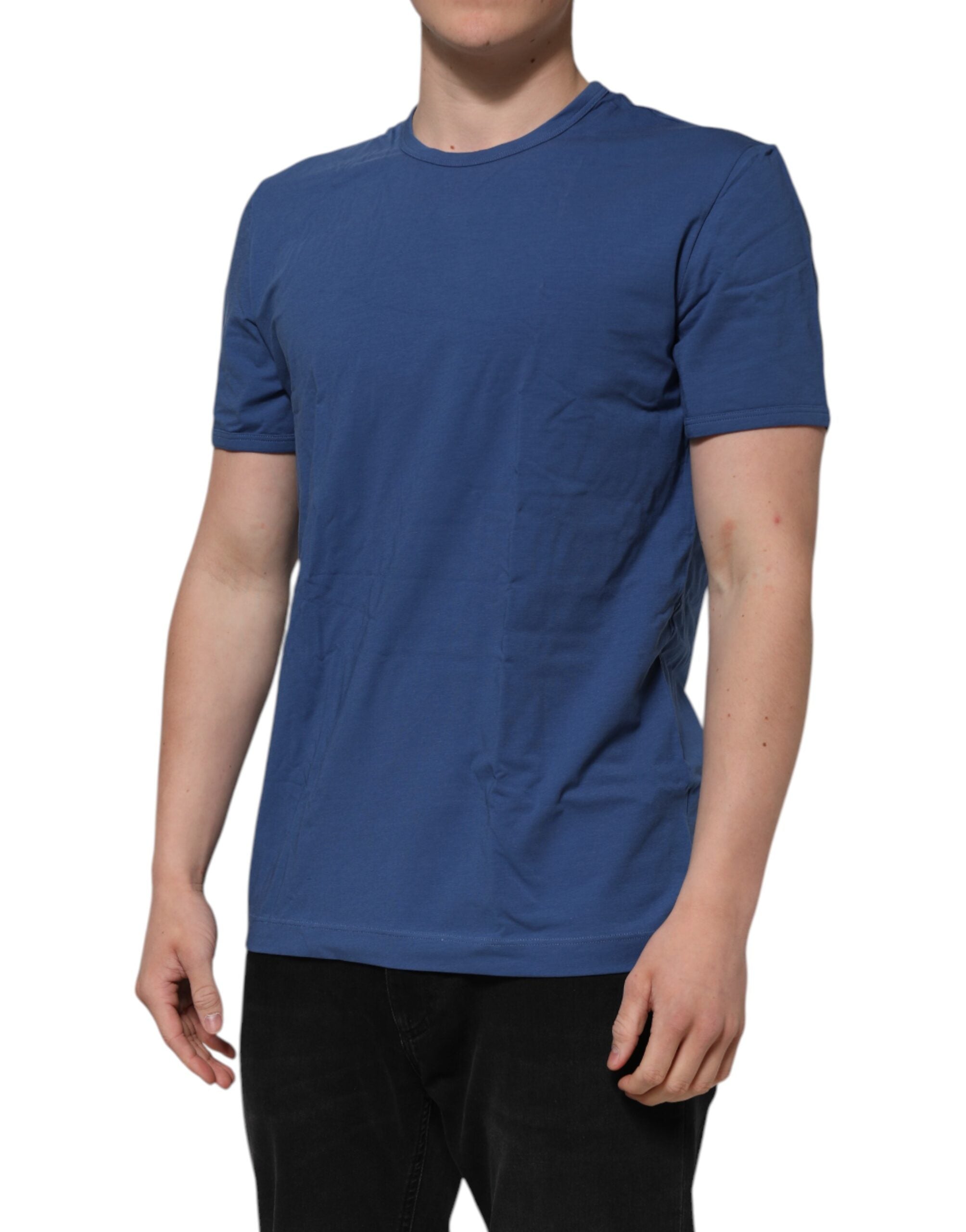 Dolce &amp; Gabbana Blaues Herren-Unterwäsche-T-Shirt mit Rundhalsausschnitt aus Baumwolle