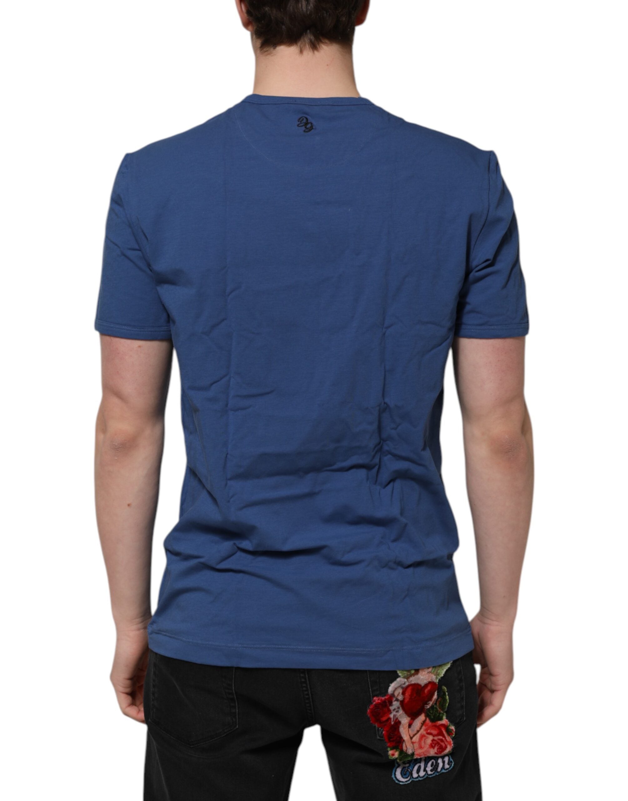 Dolce &amp; Gabbana Blaues Herren-Unterwäsche-T-Shirt mit Rundhalsausschnitt aus Baumwolle