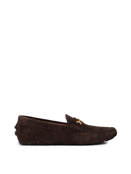 Bally Men's Brown Suede Loafers with Gold Logo – Siebentaschen