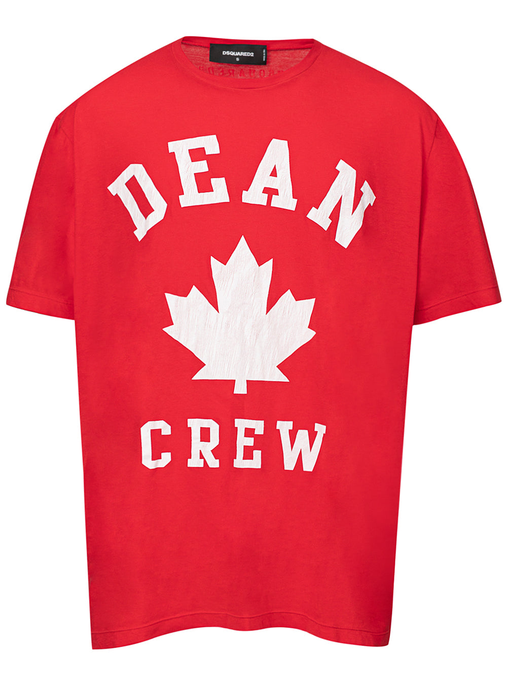 Red Cotton Overfit T-shirt with Print Dsquared2