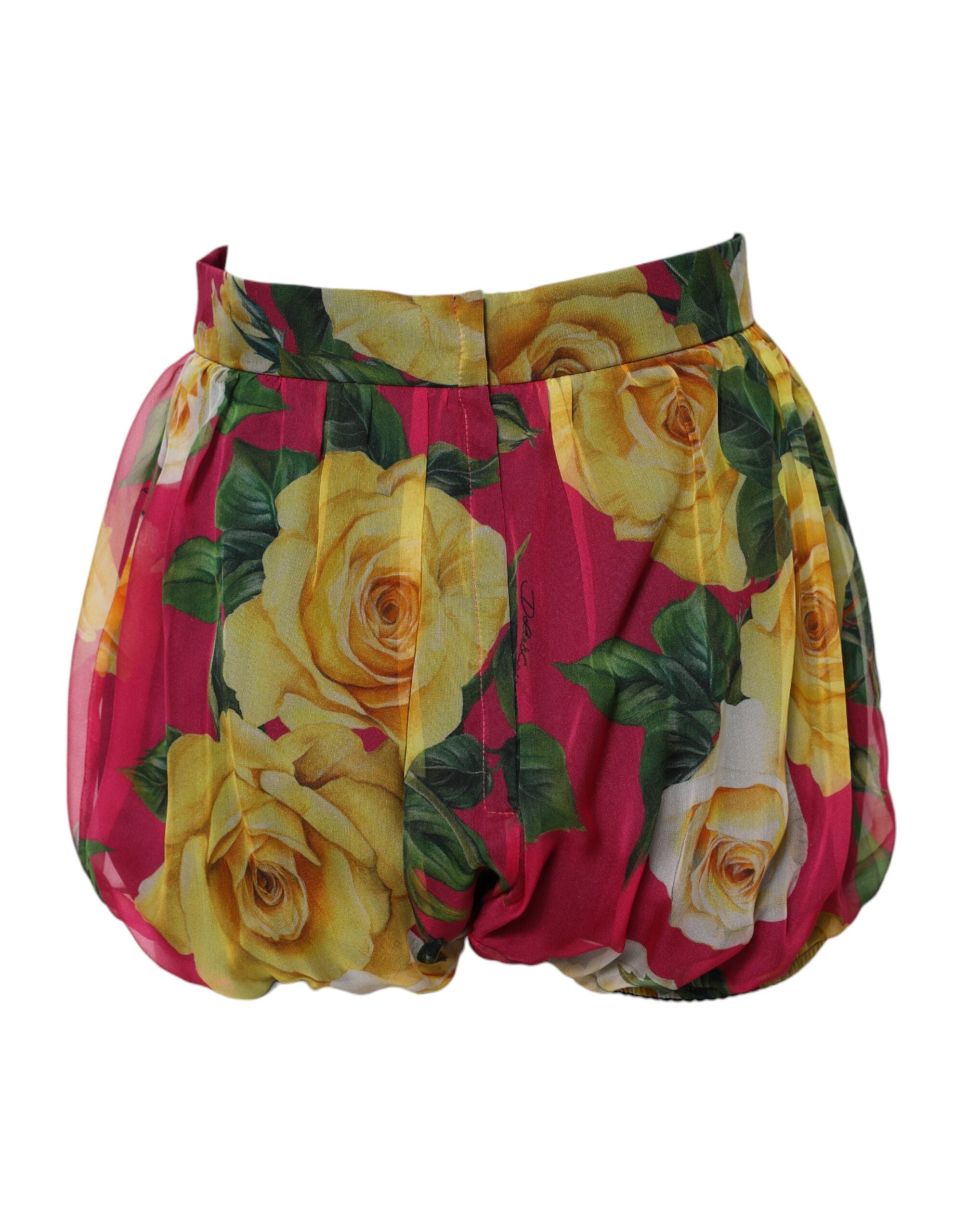 Dolce &amp; Gabbana Rote Hotpants-Shorts mit Blumenmuster und hoher Taille für Damen