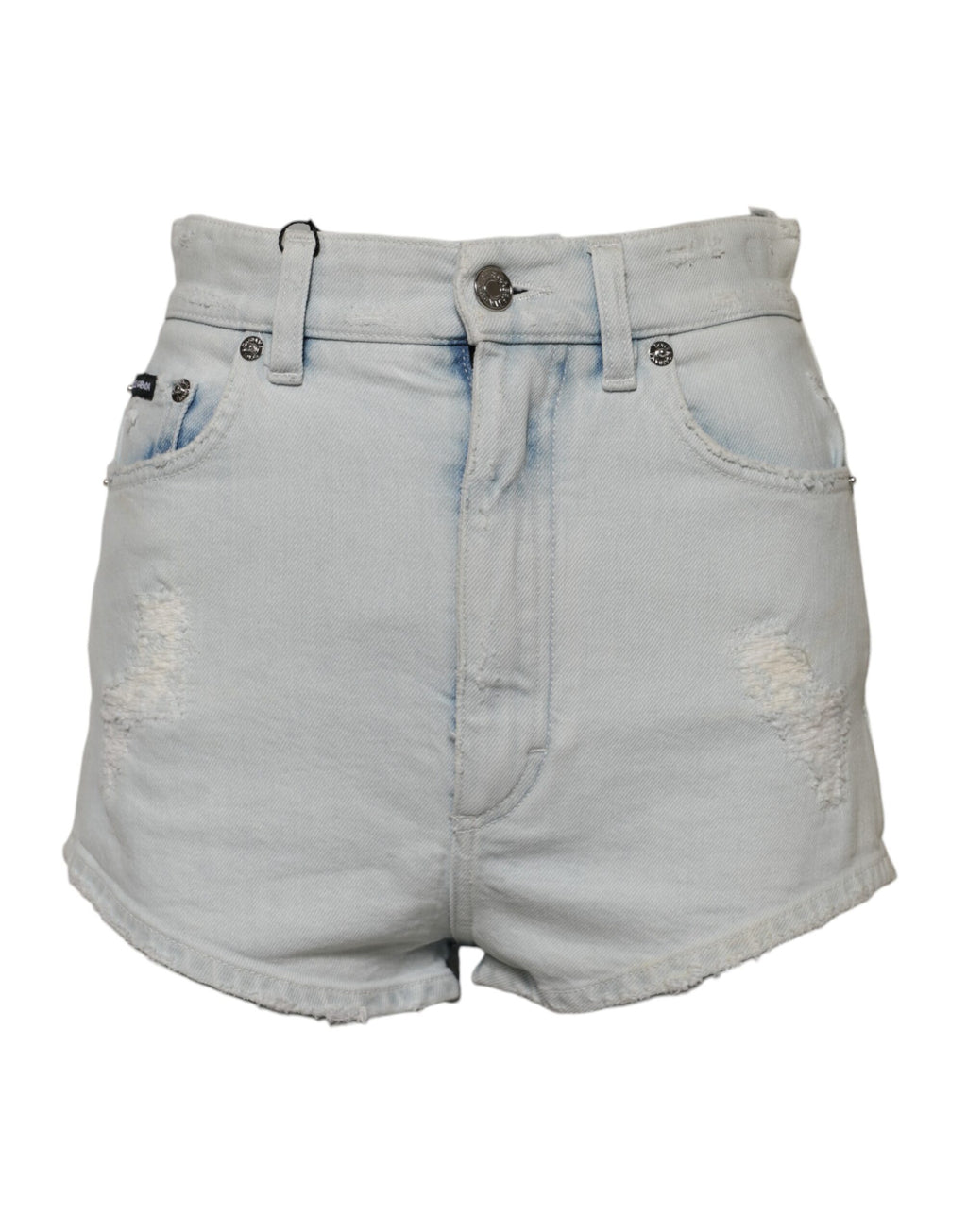 Dolce &amp; Gabbana – Hellblaue Hotpants-Shorts aus gewaschener Denim-Baumwolle