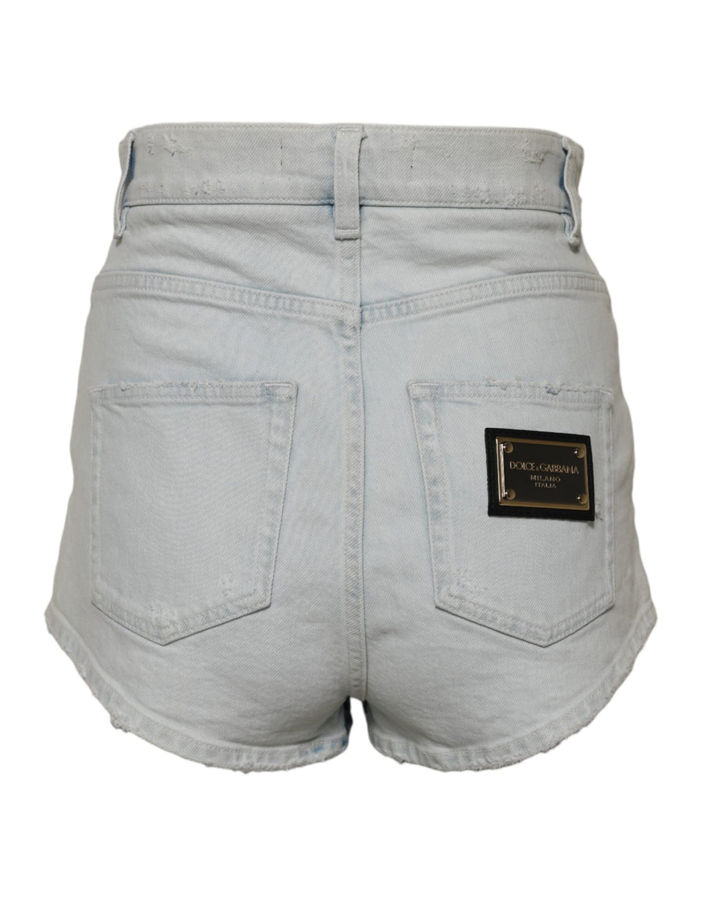 Dolce &amp; Gabbana – Hellblaue Hotpants-Shorts aus gewaschener Denim-Baumwolle