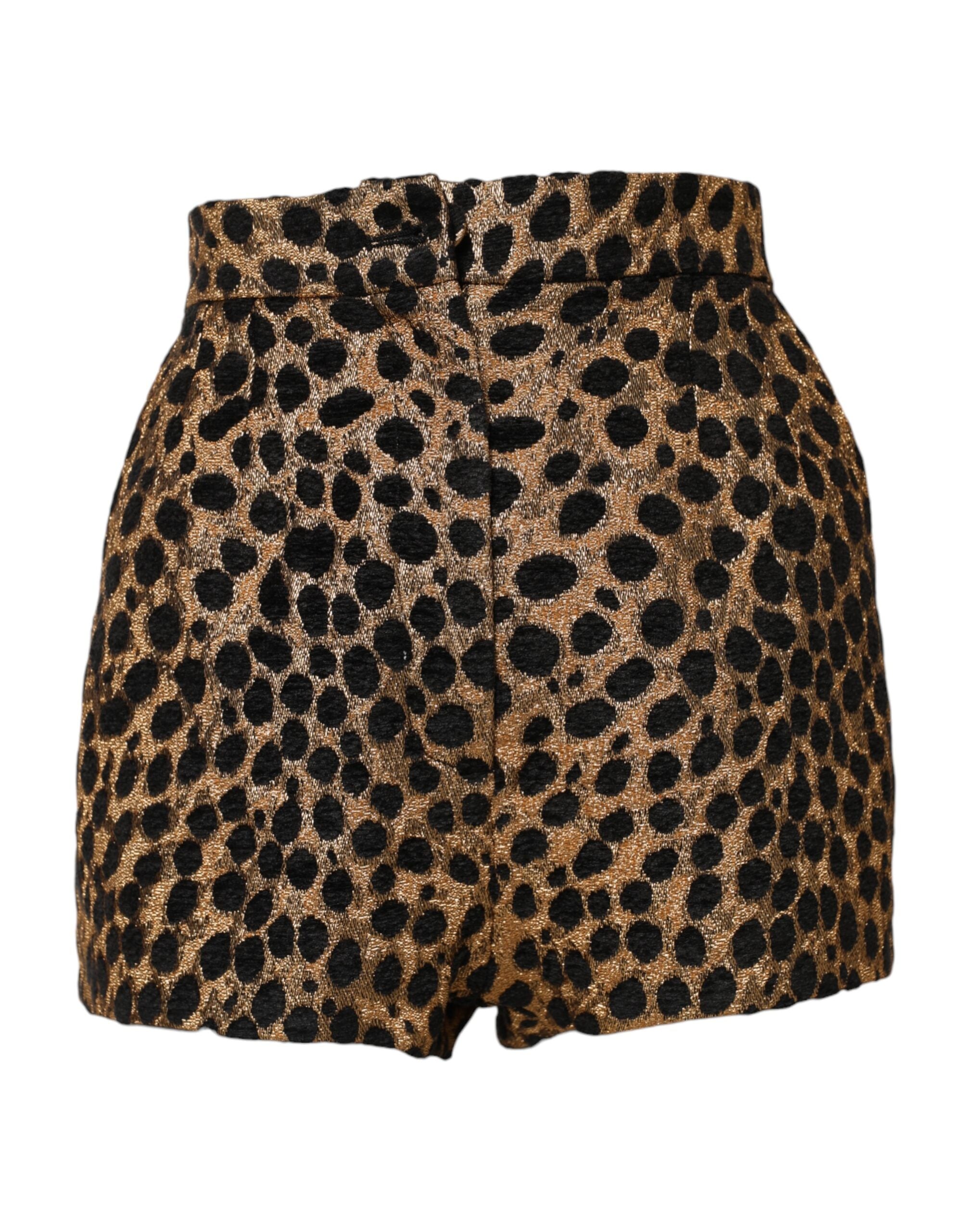 Dolce &amp; Gabbana – Braune Hotpants-Shorts mit hoher Taille und Leopardenmuster