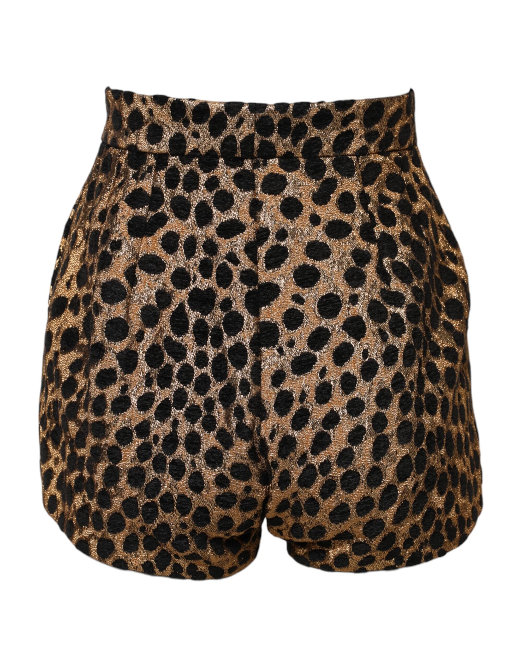 Dolce &amp; Gabbana – Braune Hotpants-Shorts mit hoher Taille und Leopardenmuster
