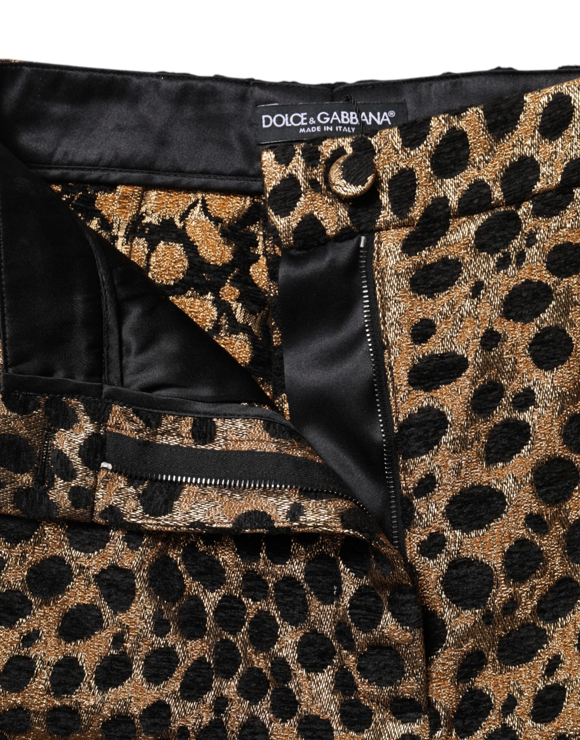 Dolce &amp; Gabbana – Braune Hotpants-Shorts mit hoher Taille und Leopardenmuster