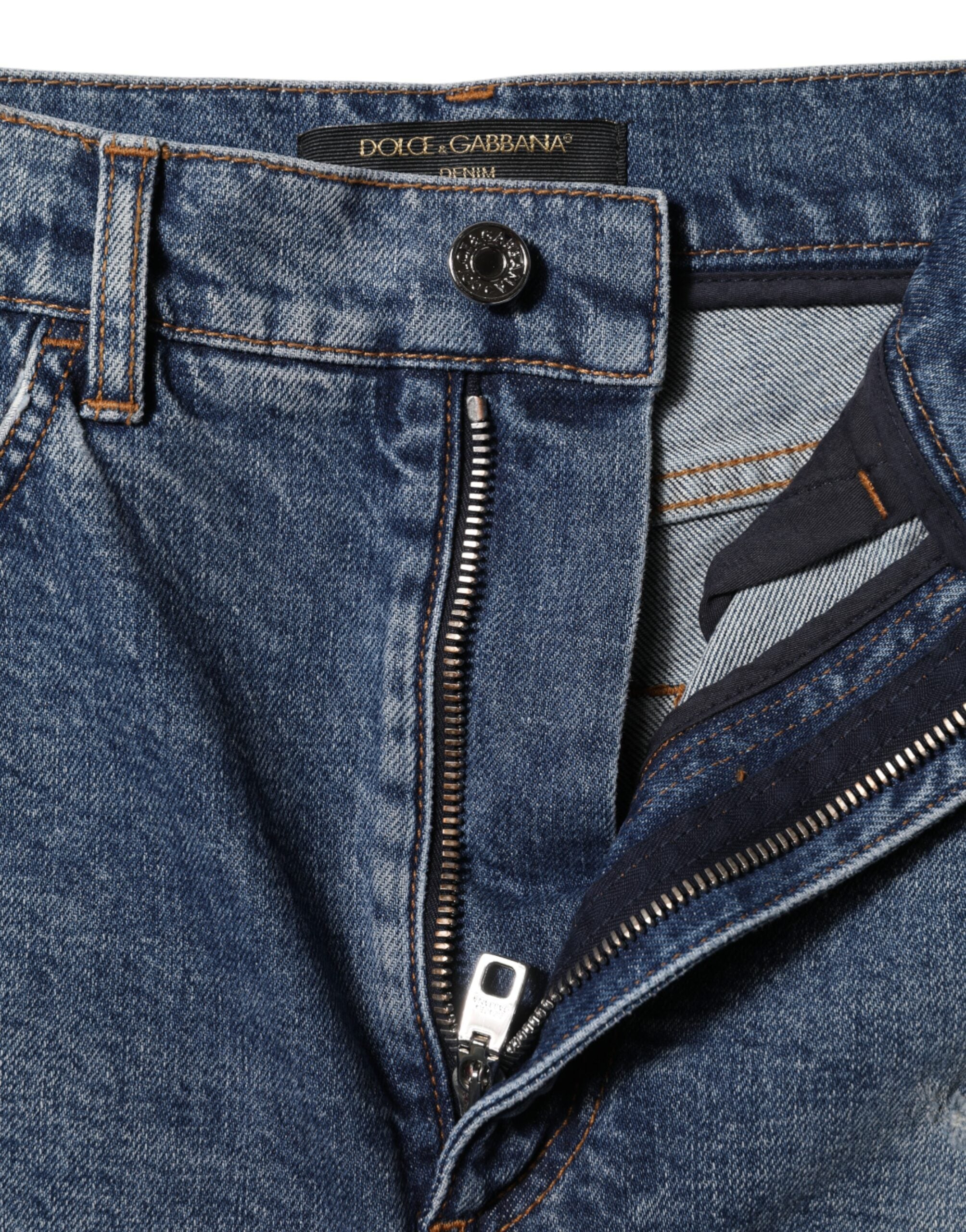 Dolce &amp; Gabbana – Blaue Hotpants-Shorts aus zerfetztem Denim