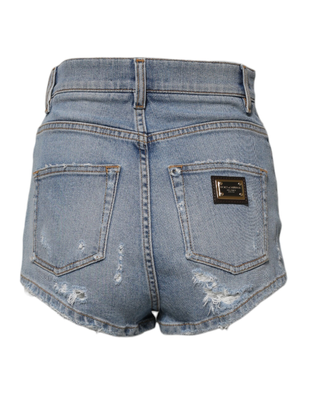 Dolce &amp; Gabbana – Blaue Hotpants-Shorts aus zerfetztem Denim