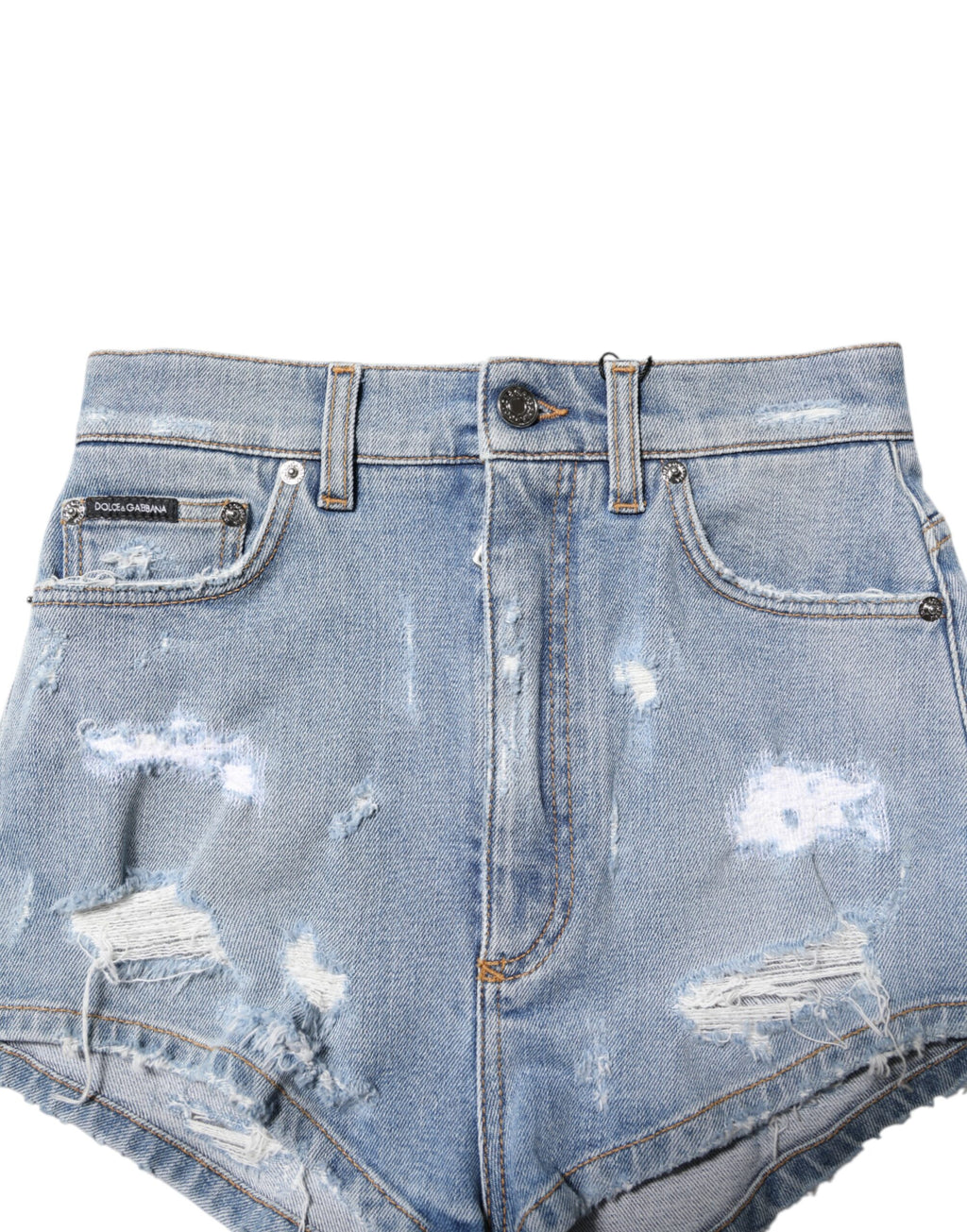 Dolce &amp; Gabbana – Blaue Hotpants-Shorts aus zerfetztem Denim