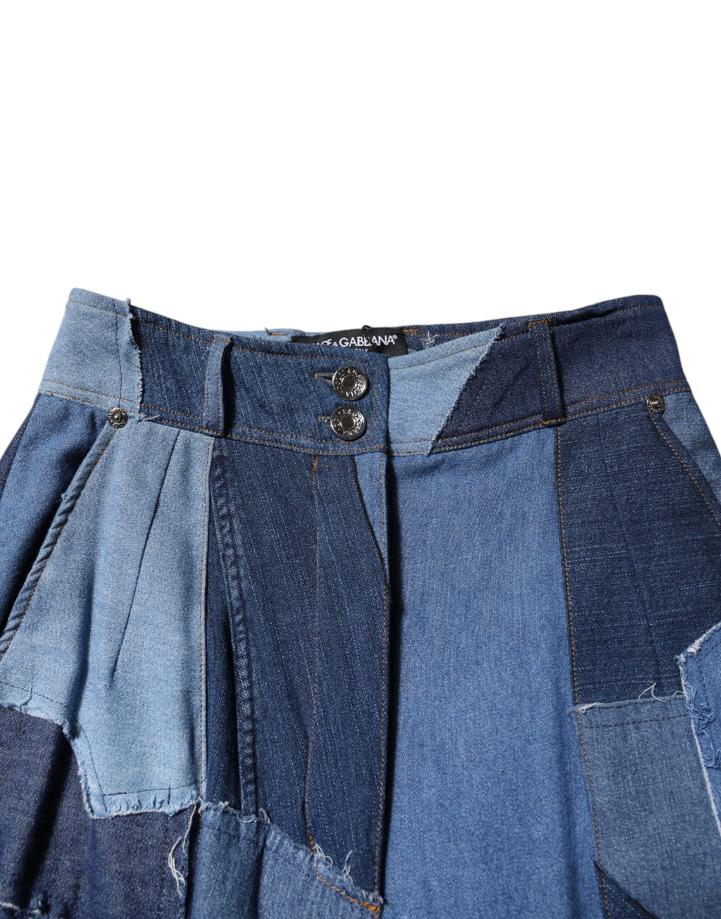 Dolce &amp; Gabbana, langer Maxi-Patchwork-Baumwollrock aus blauem Denim