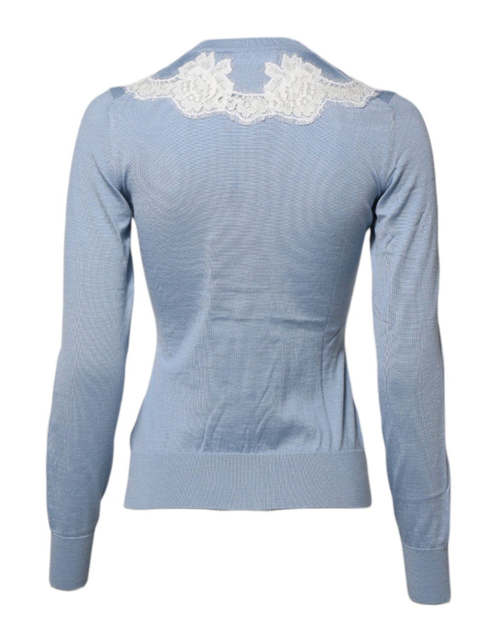 Dolce &amp; Gabbana Blauer Cardigan mit floralem Spitzendetail