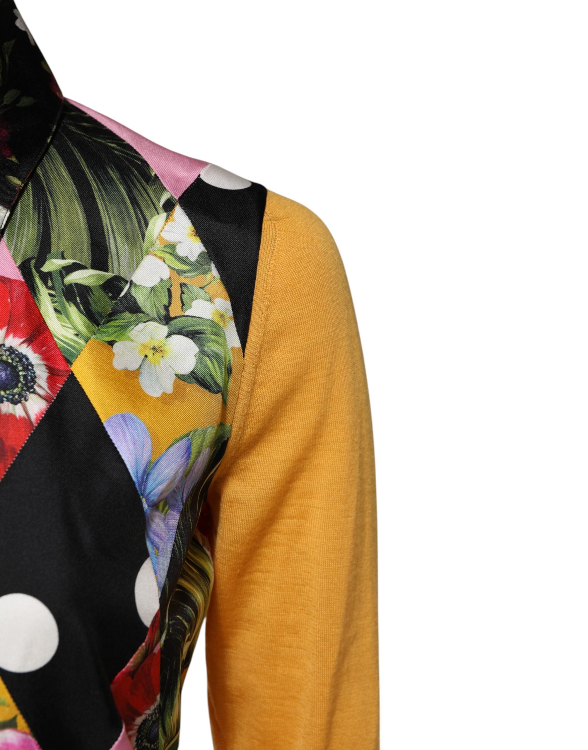 Dolce &amp; Gabbana – Langärmliges Poloshirt mit mehrfarbigem Blumenmuster