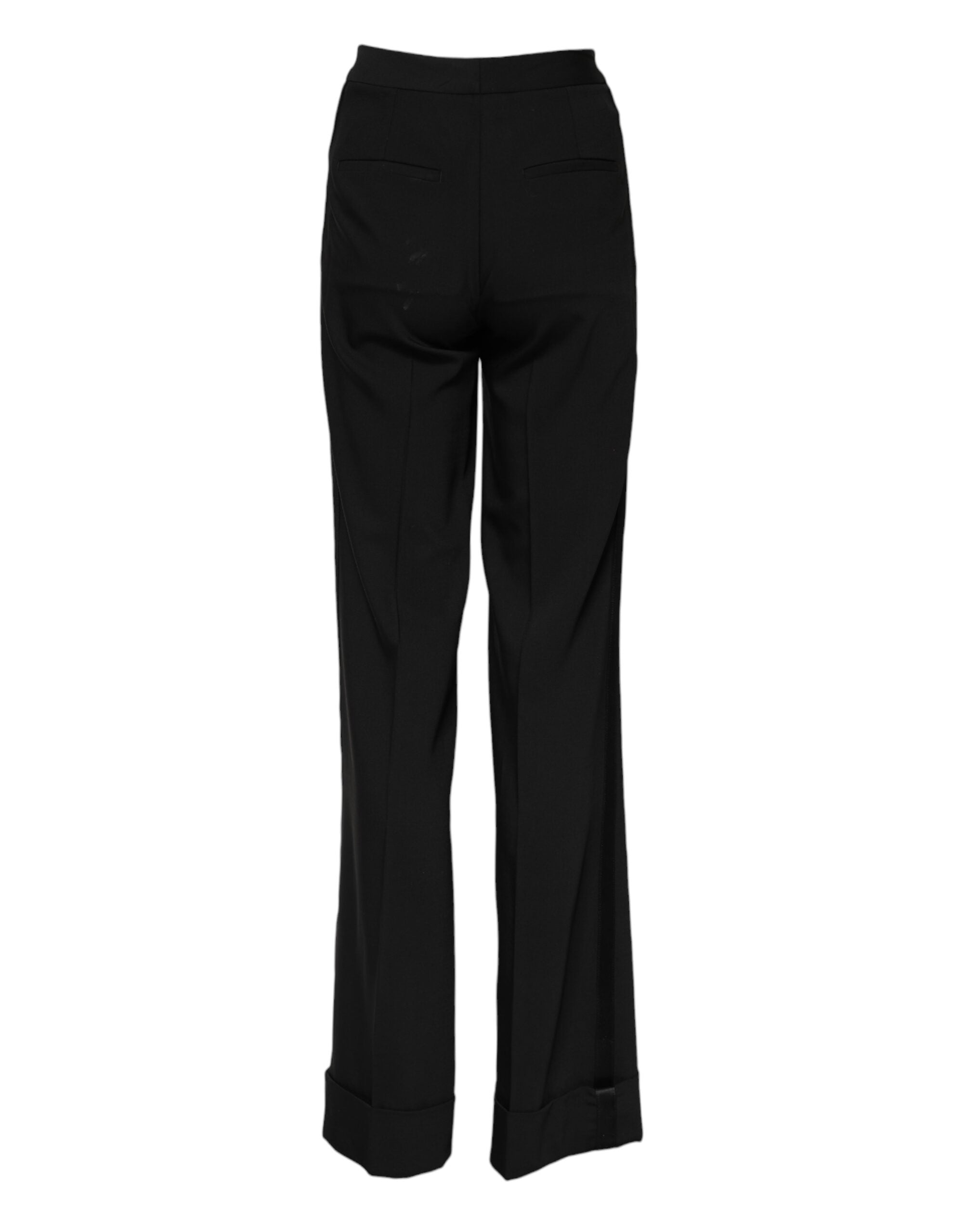 Dolce & Gabbana Black Wool High Waist Flared Pants