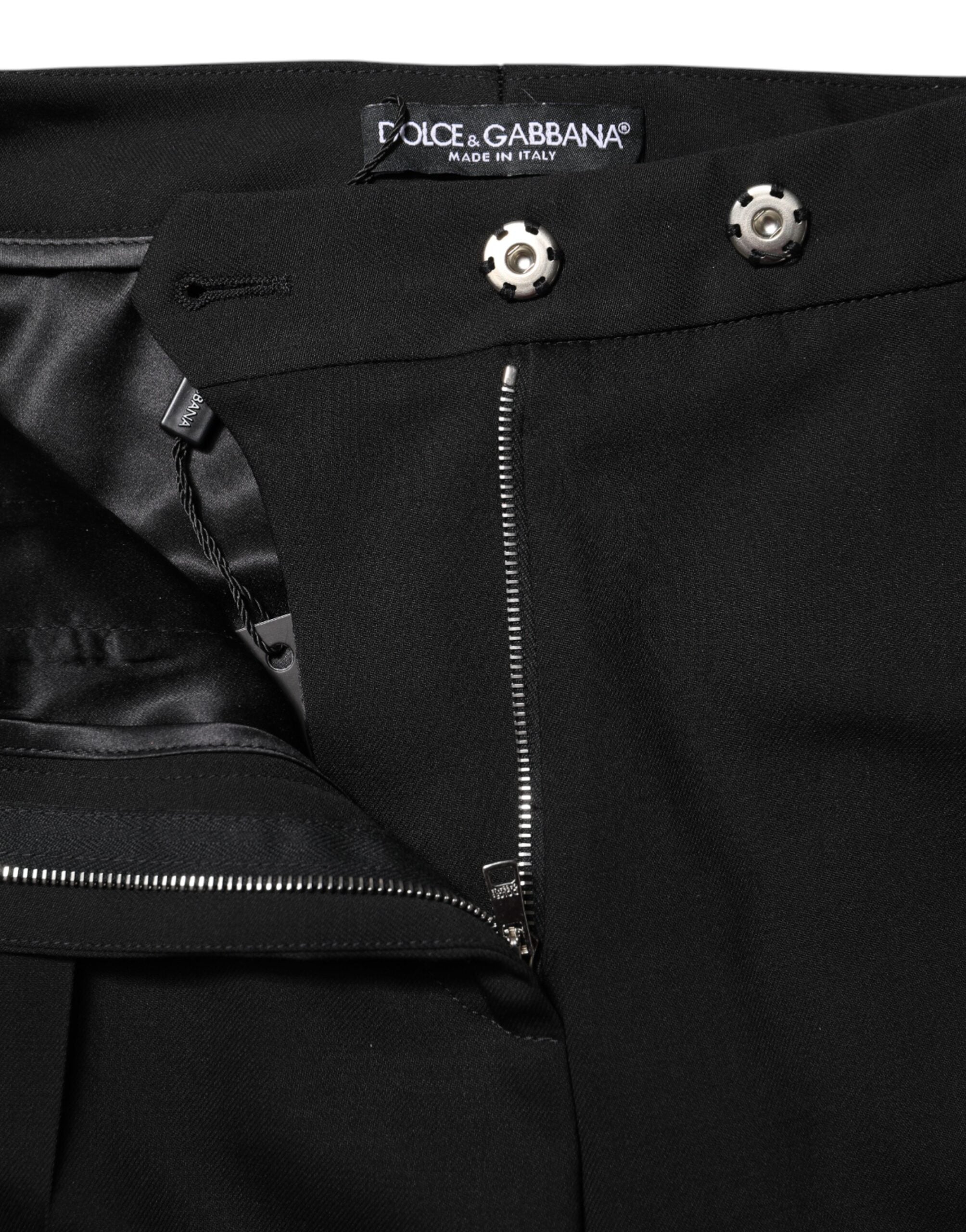 Dolce & Gabbana Black Wool High Waist Flared Pants
