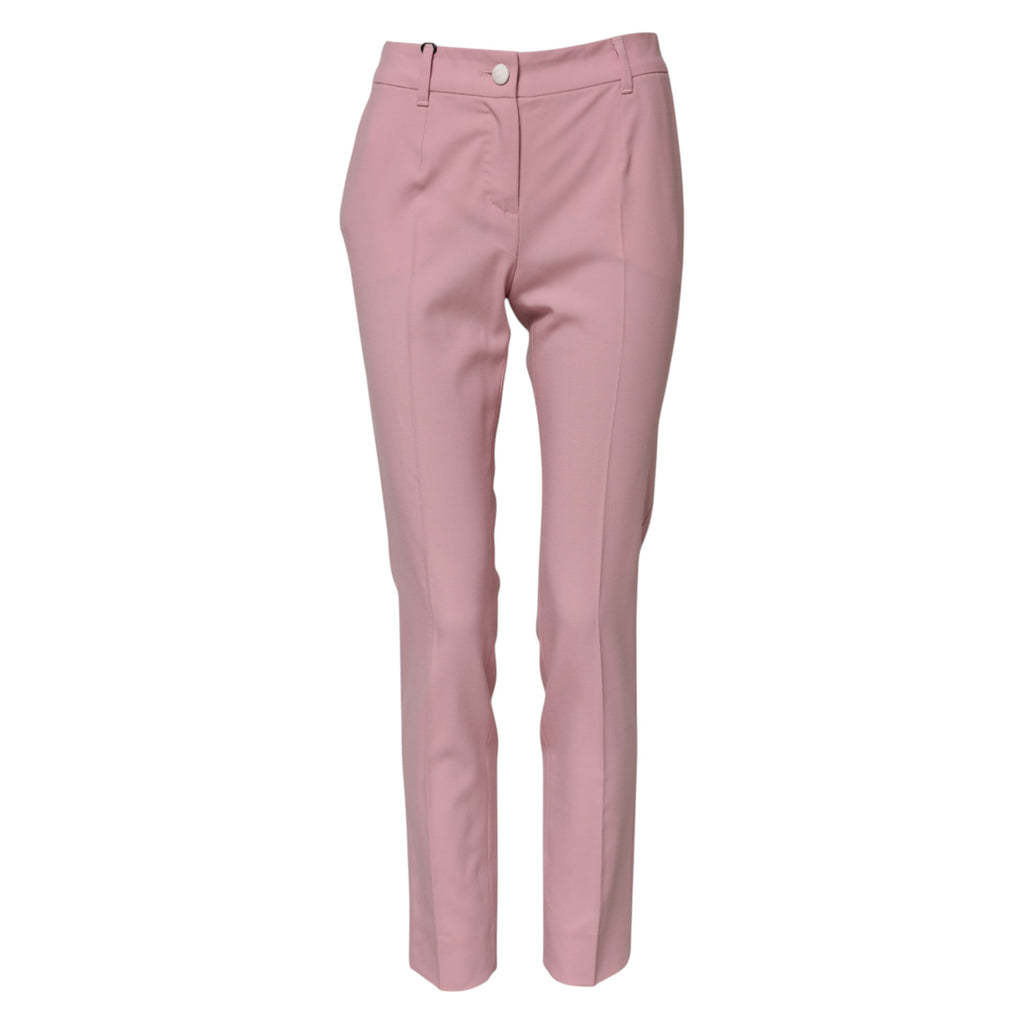 Dolce & Gabbana Pink Wool High Waist Tapered Pants