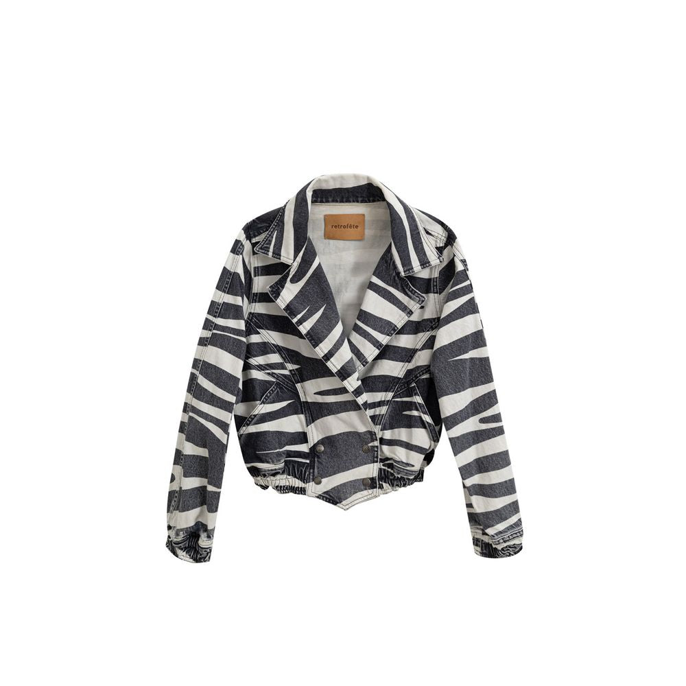 Retrofête Schwarz-Weiß-Blazer aus Baumwolle