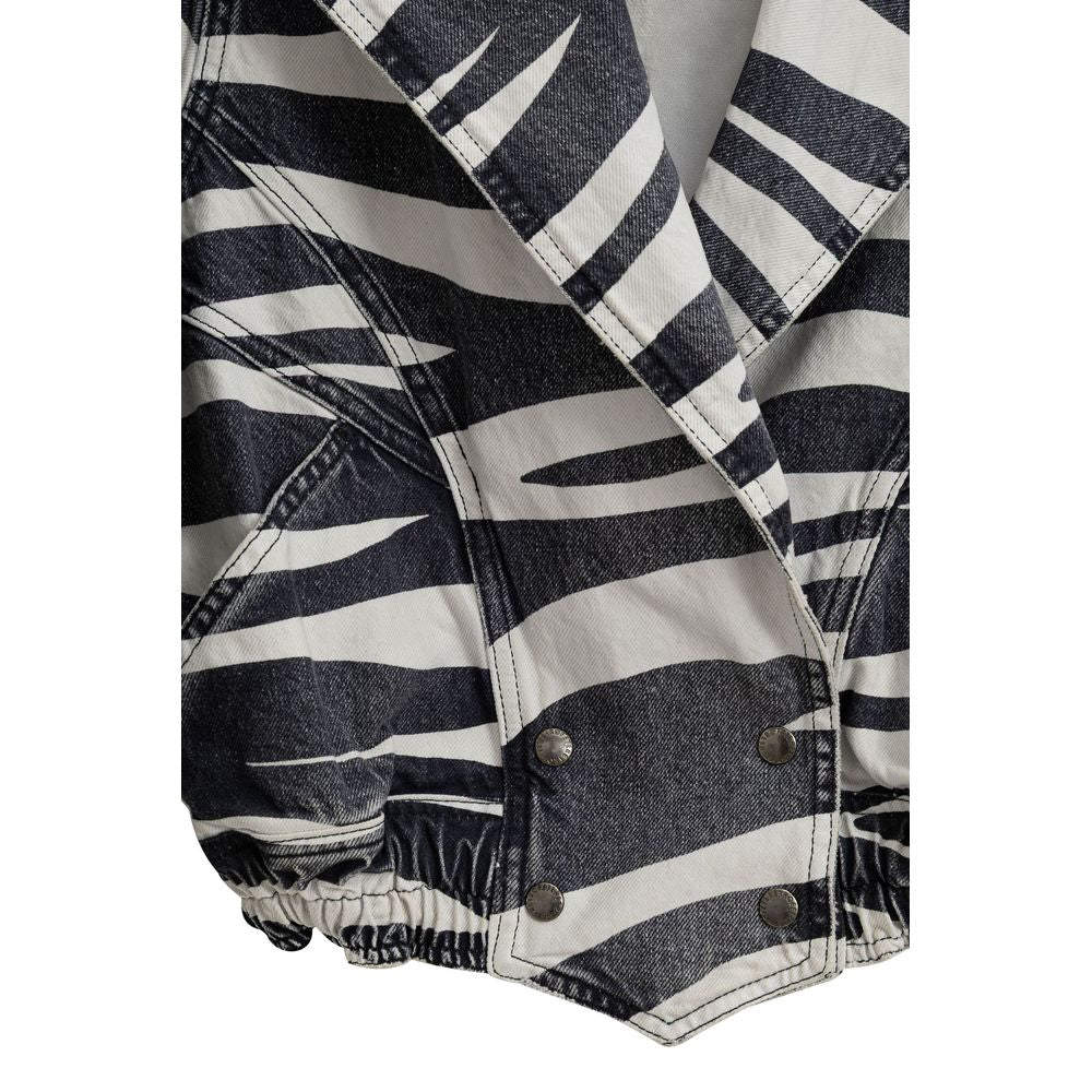 Retrofête Schwarz-Weiß-Blazer aus Baumwolle