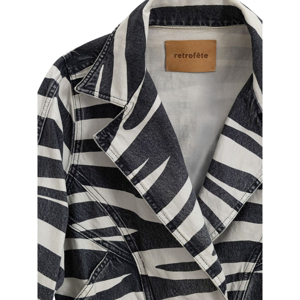 Retrofête Schwarz-Weiß-Blazer aus Baumwolle