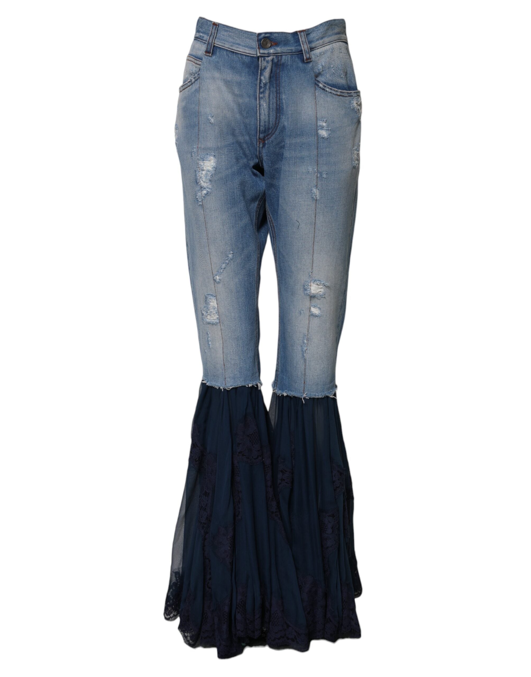 Dolce &amp; Gabbana – Blaue Schlagjeans aus Baumwolle mit hoher Taille 