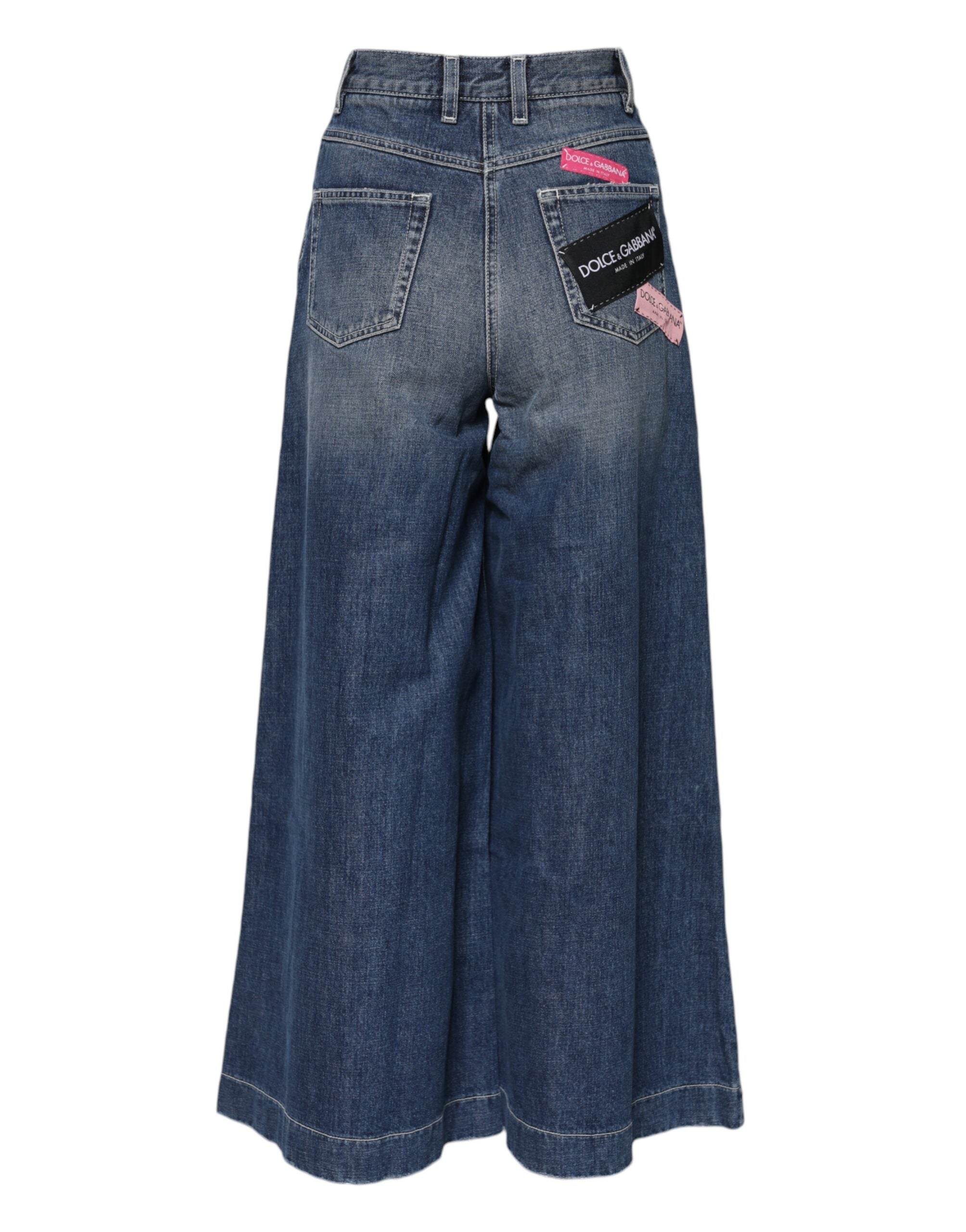 Dolce &amp; Gabbana, Blaue Jeans aus Baumwolle mit hoher Taille und weitem Bein 