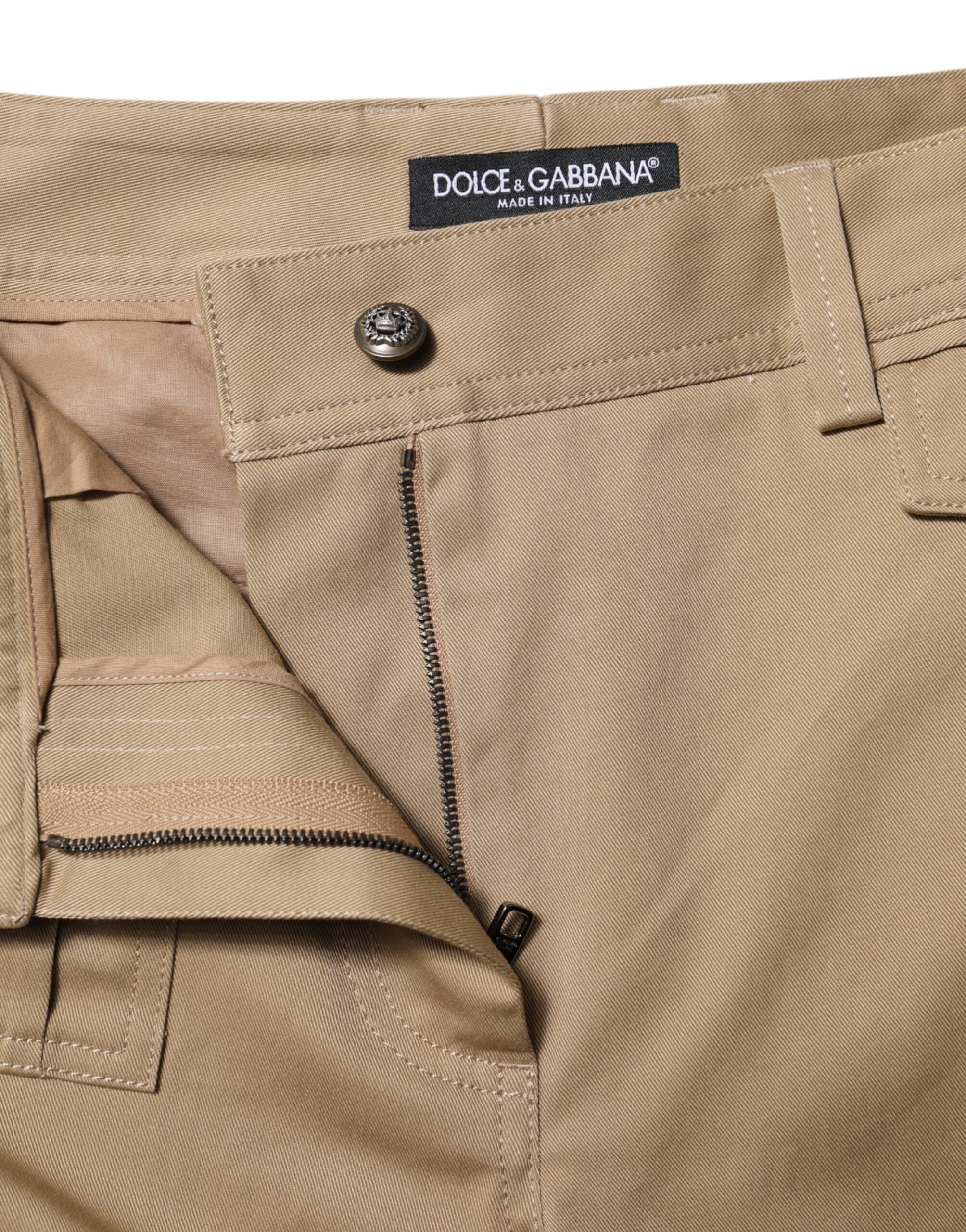 Dolce & Gabbana Beige Mid Waist Cargo Tapered Pants