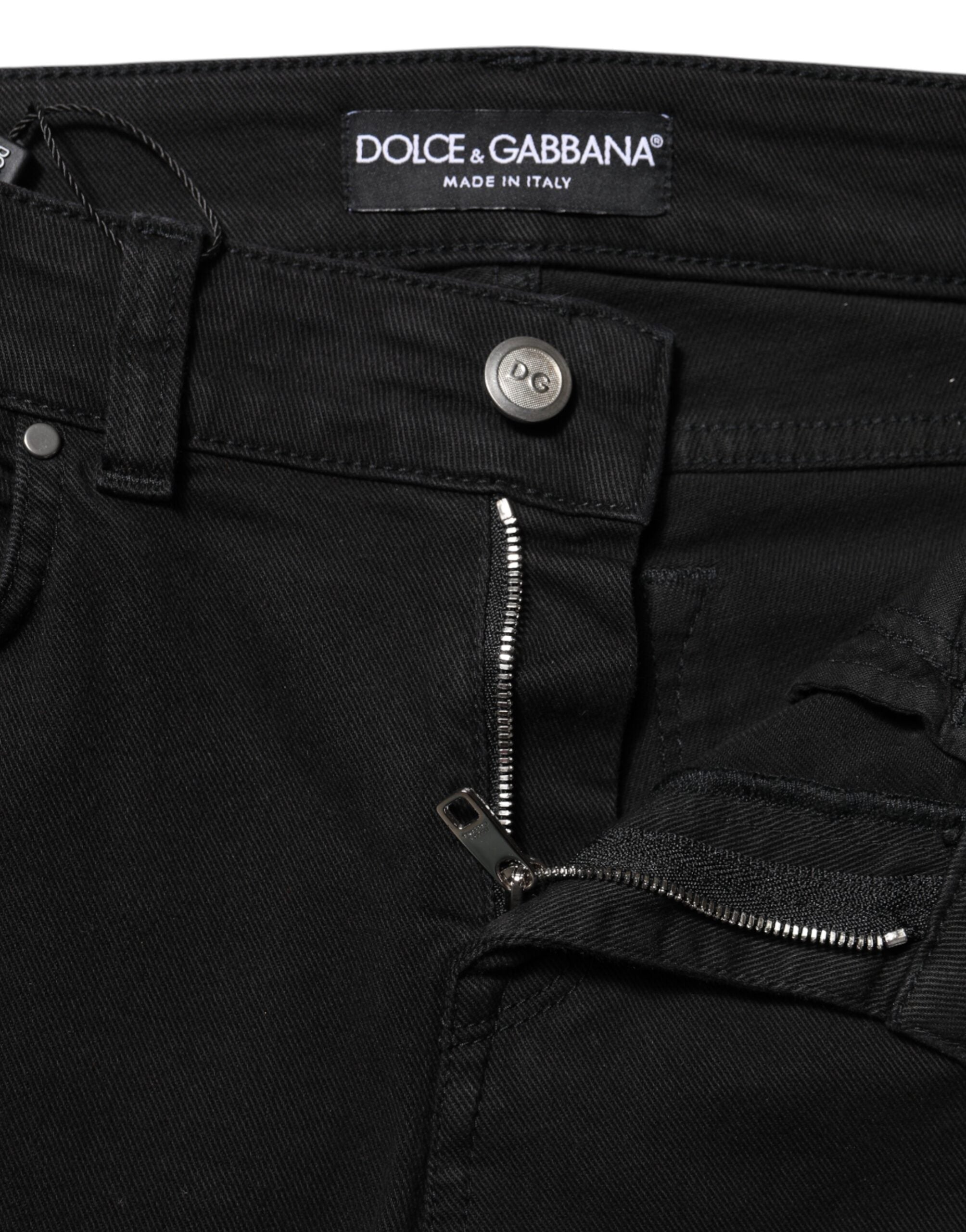 Dolce & Gabbana Black Cotton Skinny Mid Waist Denim Jeans